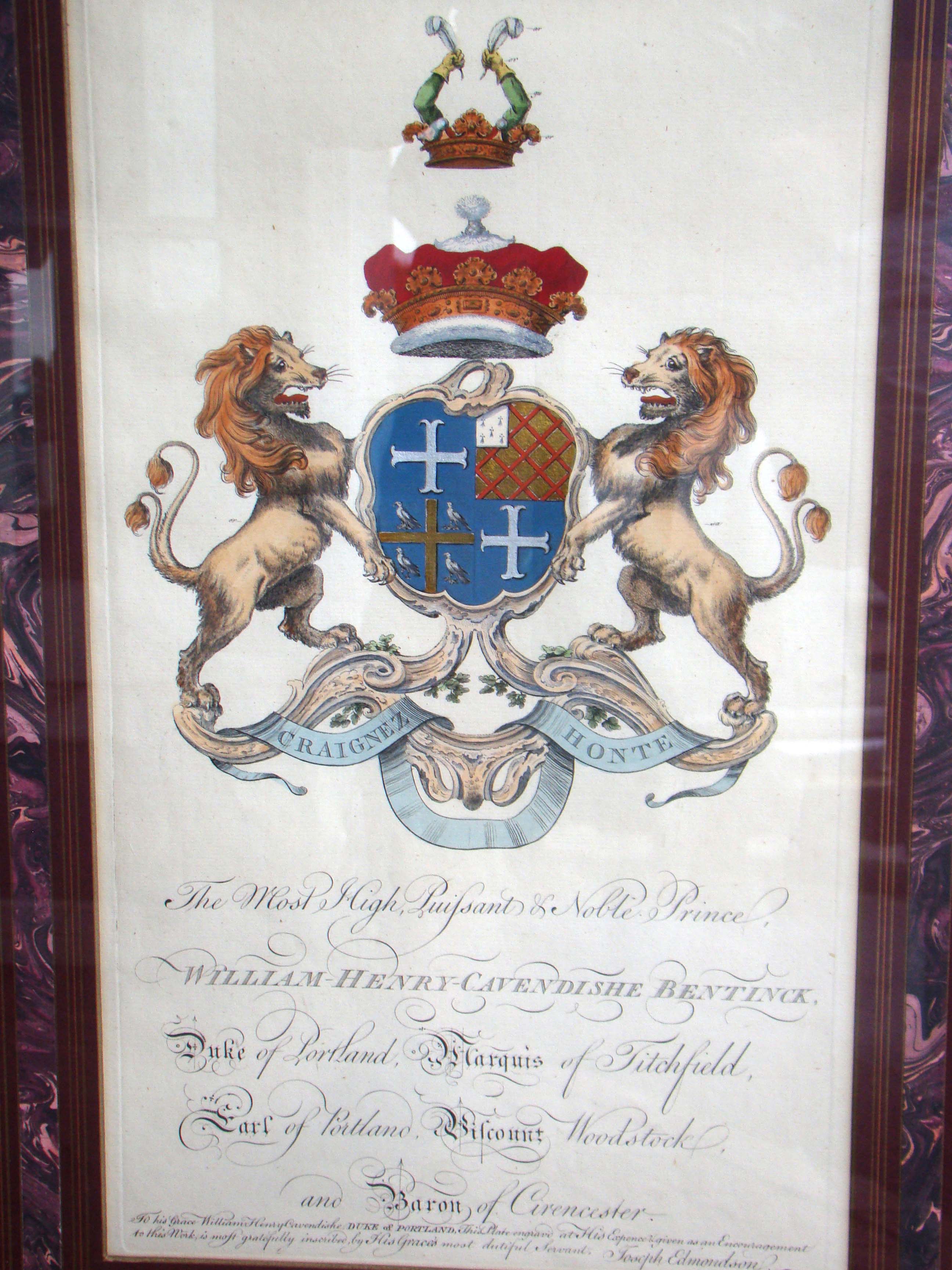 A beautiful pair of 18th century English armorial engravings by Joseph Edmonson (1730-1791) — image 2