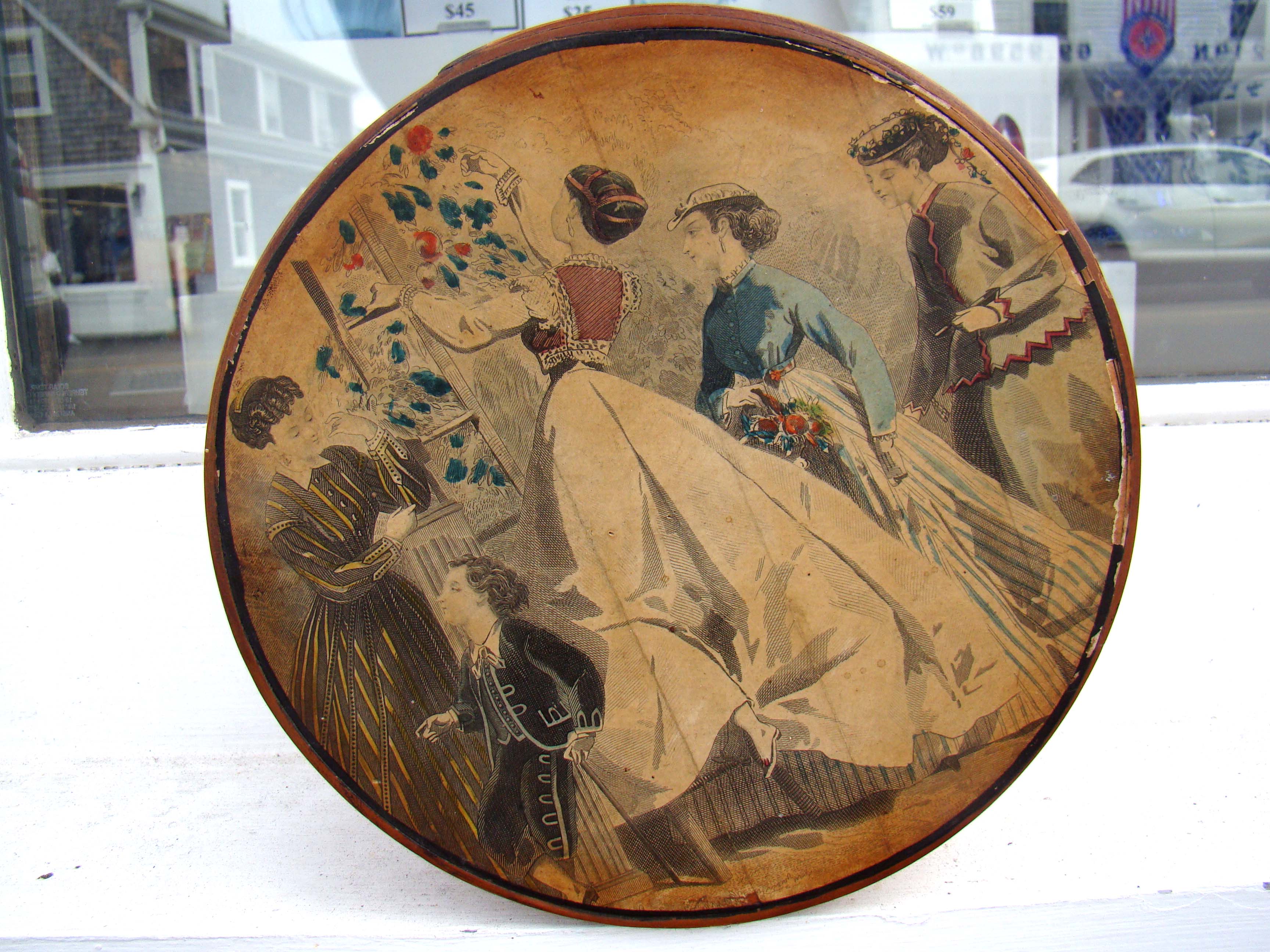 A 19th century sewing box with painted lid and original interior circa 1880-1890 — image 3