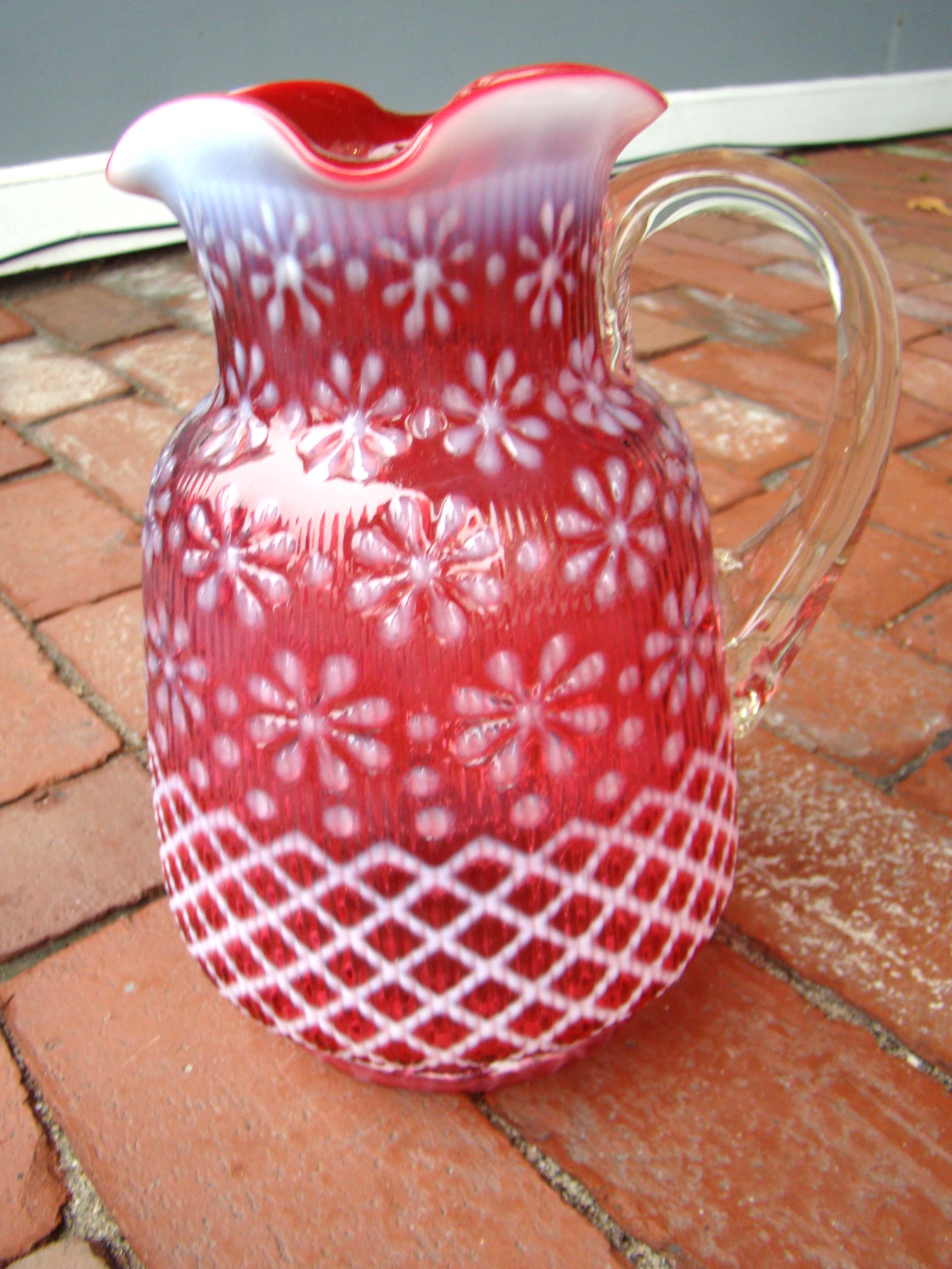 A RARE VINTAGE NORTHWOOD CHRISTMAS RIBBED SNOWFLAKE PITCHER CIRCA 1893 — image 2