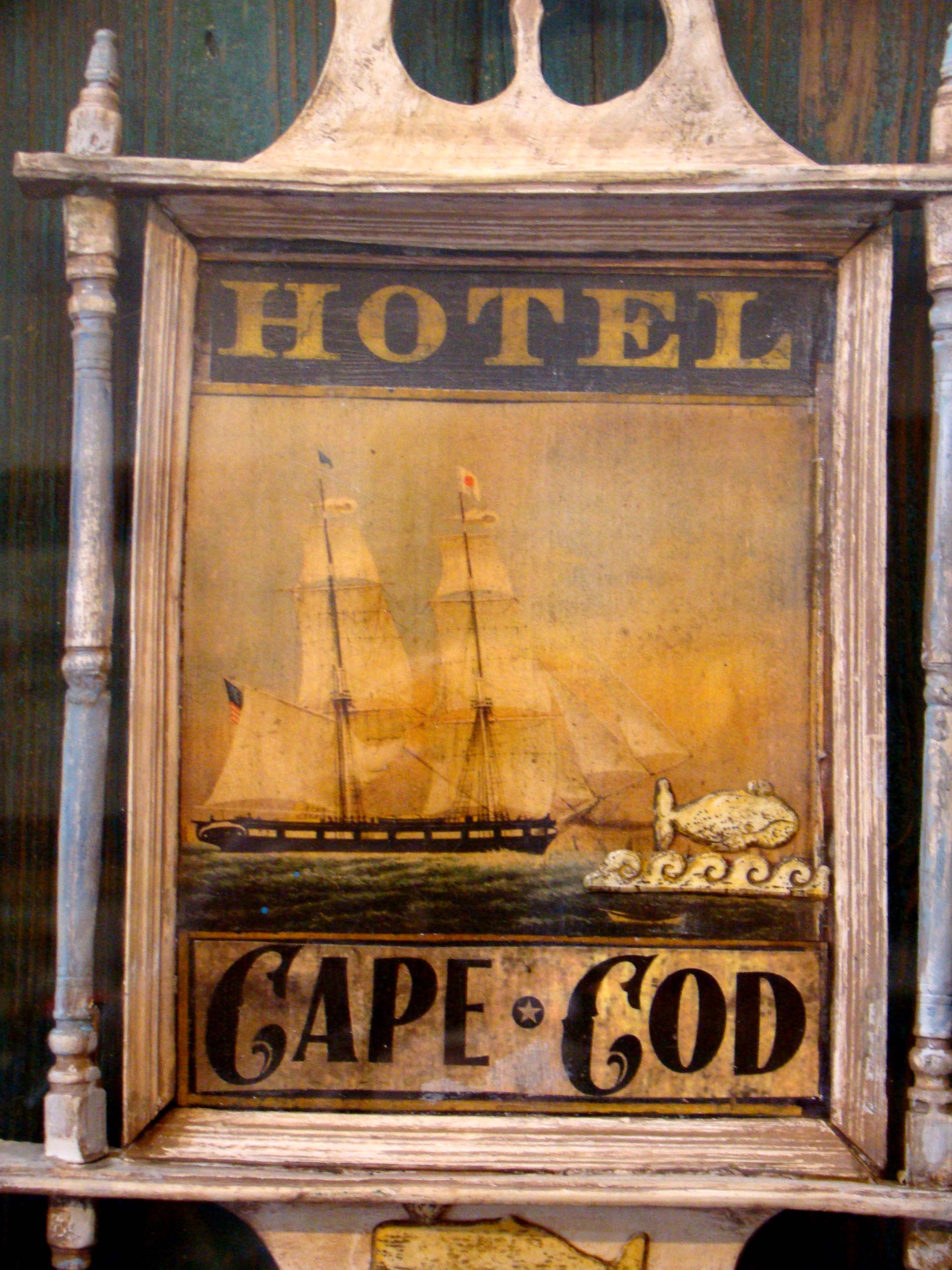 An absolutely charming and unique contemporary work of art depicting a hanging sign for HOTEL CAPE COD made by world renown artist Erik Erikson — image 2