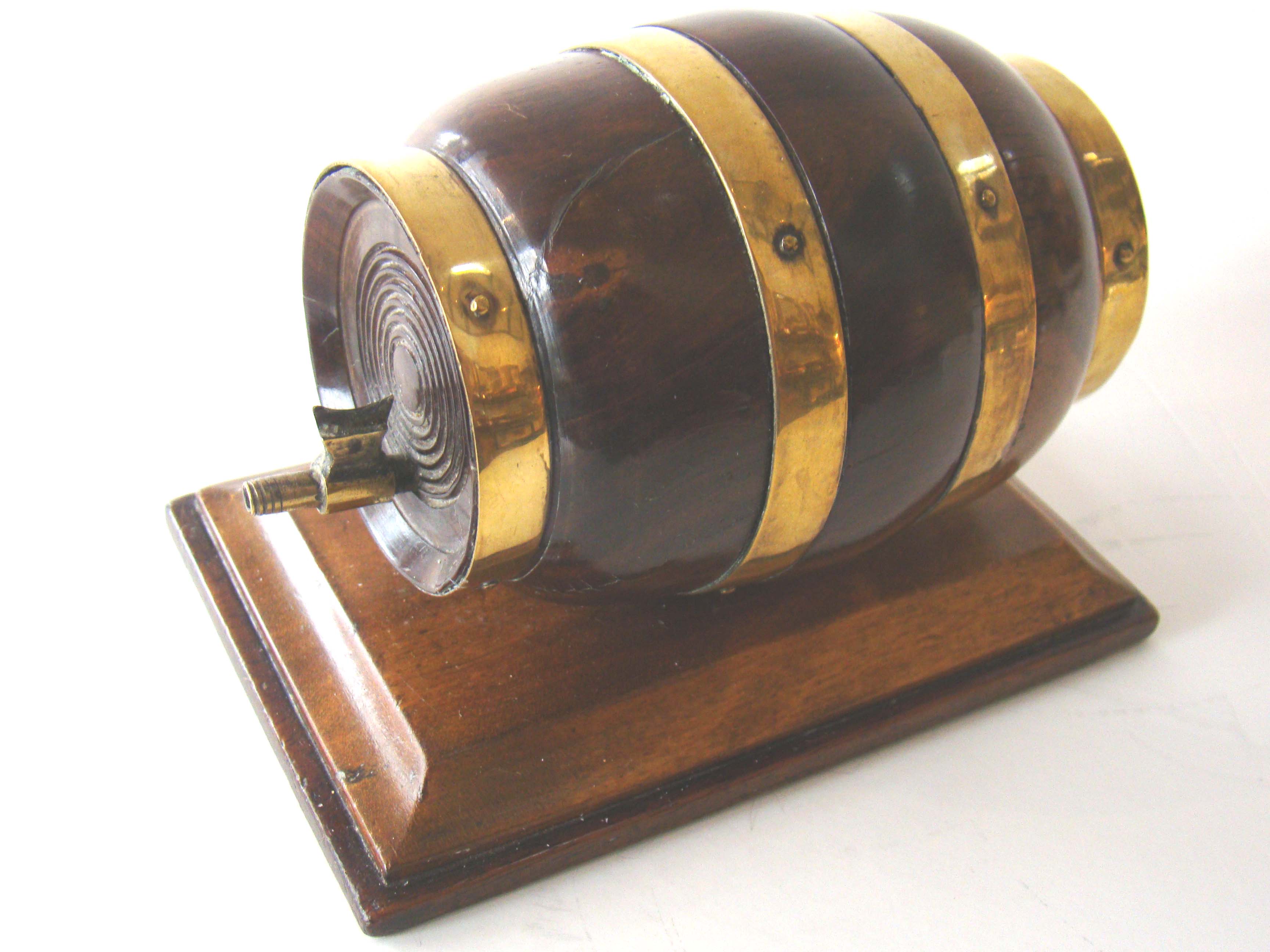 A fine and rare antique Victorian brass bound lignum vitae string barrel circa 1870 — image 3