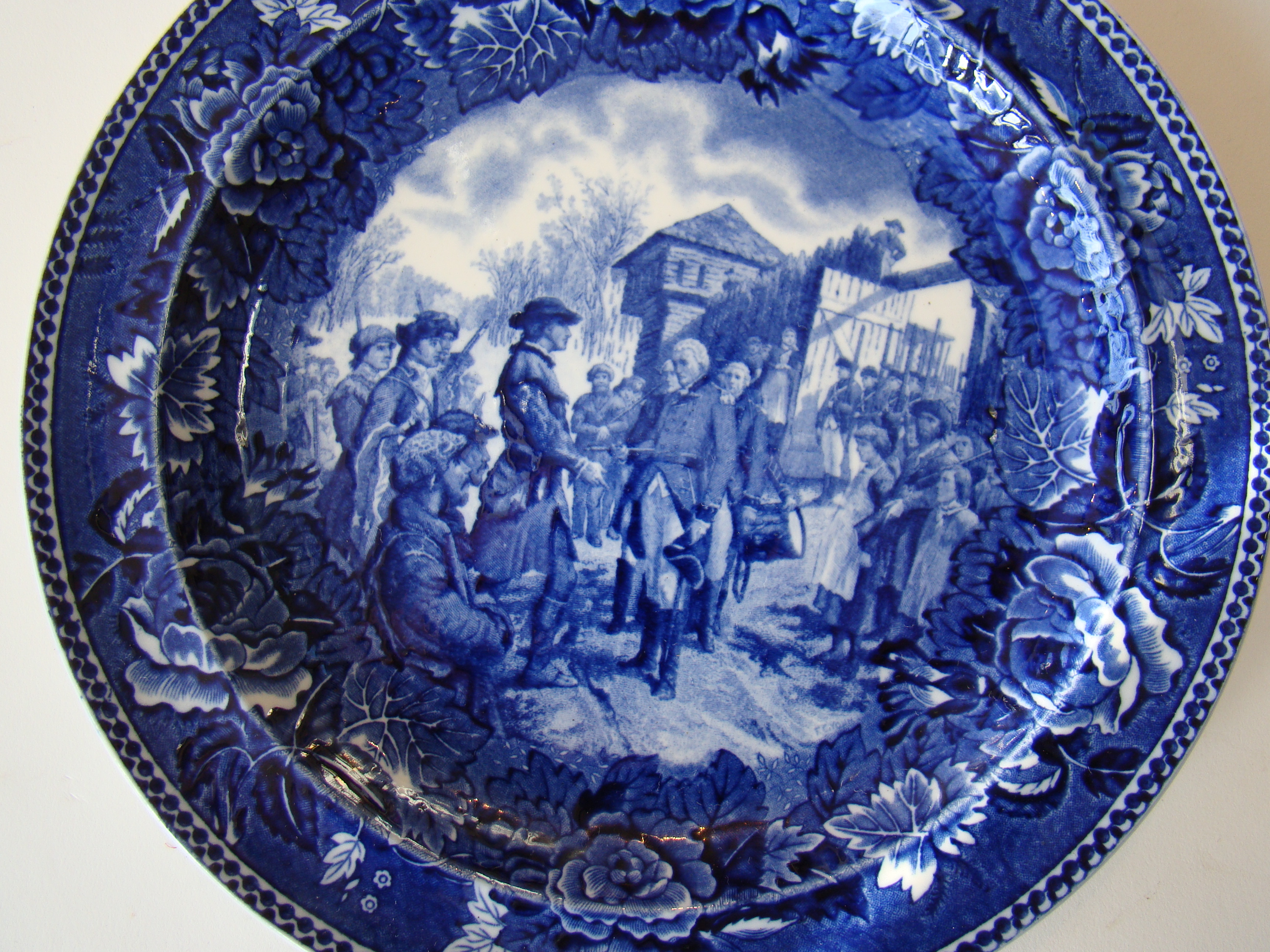 Commemorative plate depicting the American victory over the British at St. Vincennes