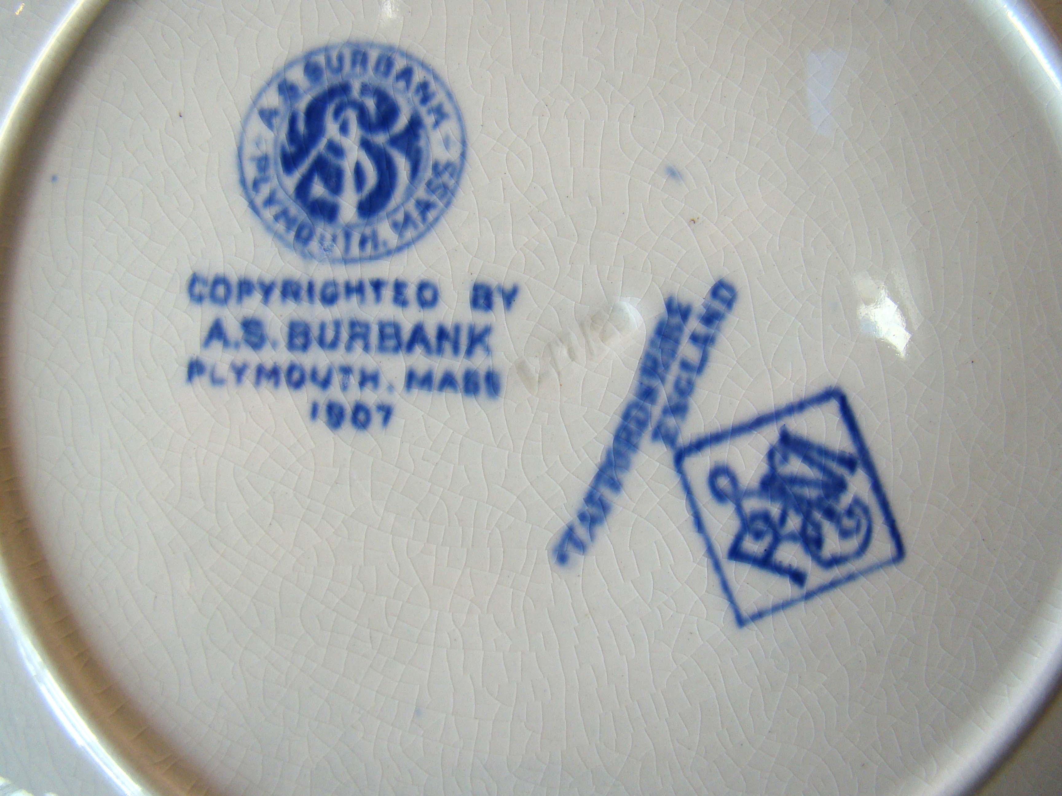 A souvenir plate from Plymouth, Mass., circa 1907, made by Rowland & Marsellus — image 2