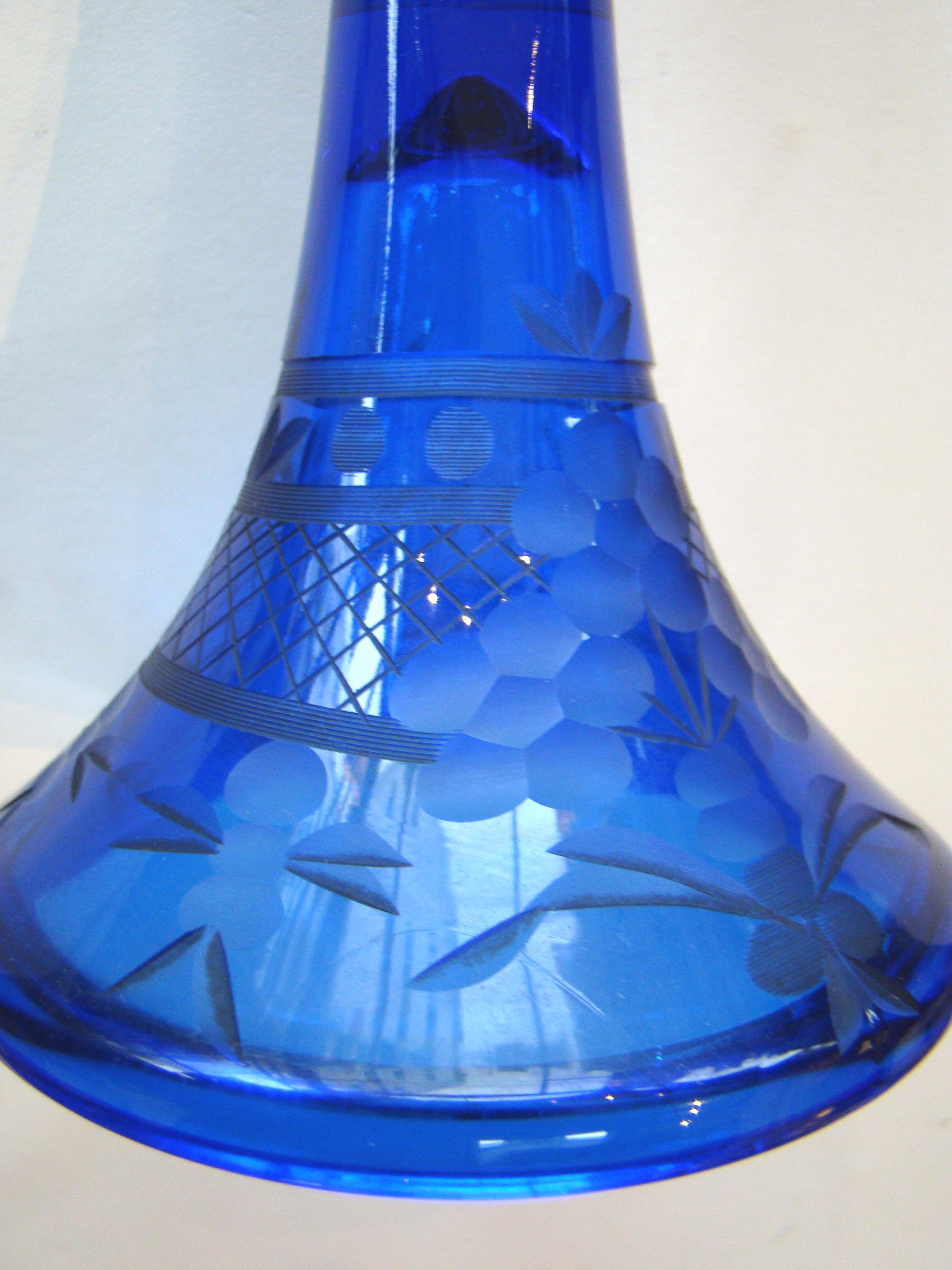 A beautiful pair of vintage etched cobalt candlesticks — image 2