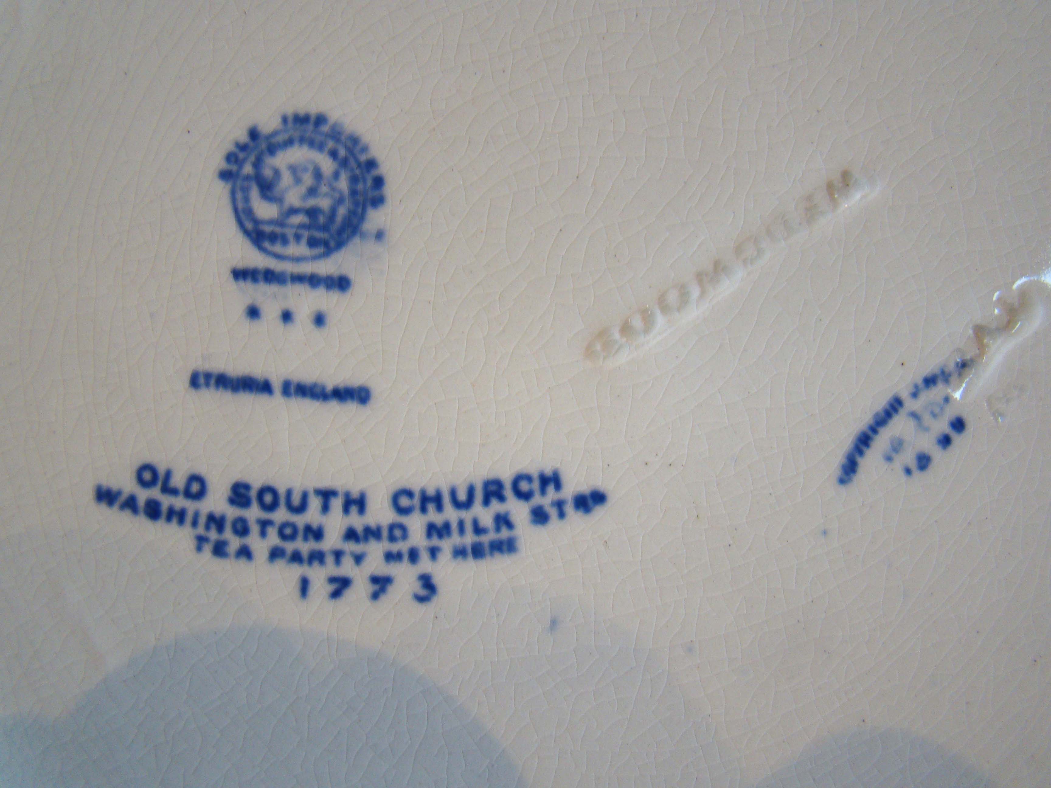 "Old South Church, Boston 1773" commemorative plate made by Wedgwood in 1899 — image 2