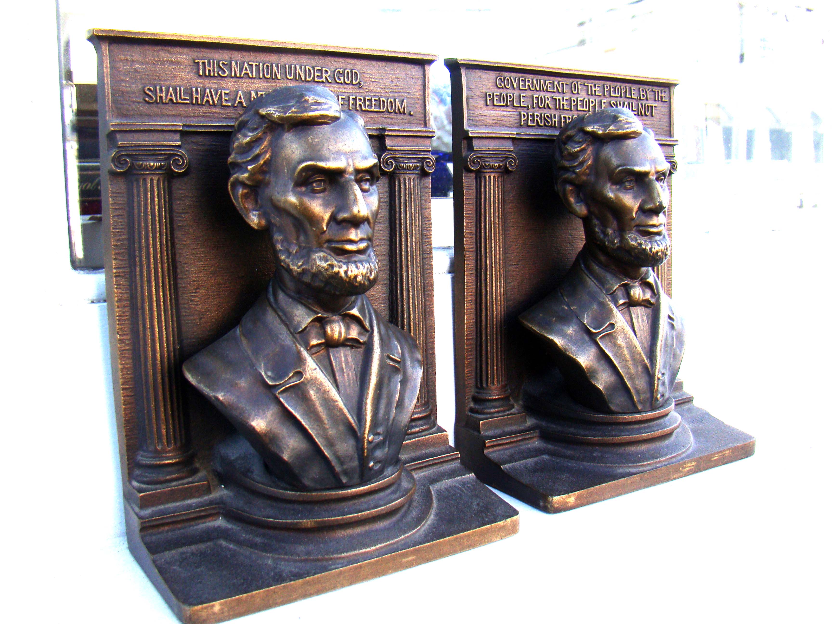 A fine and rare pair of Abraham Lincoln bookends made by Bradley & Hubbard circa 1928 — image 2