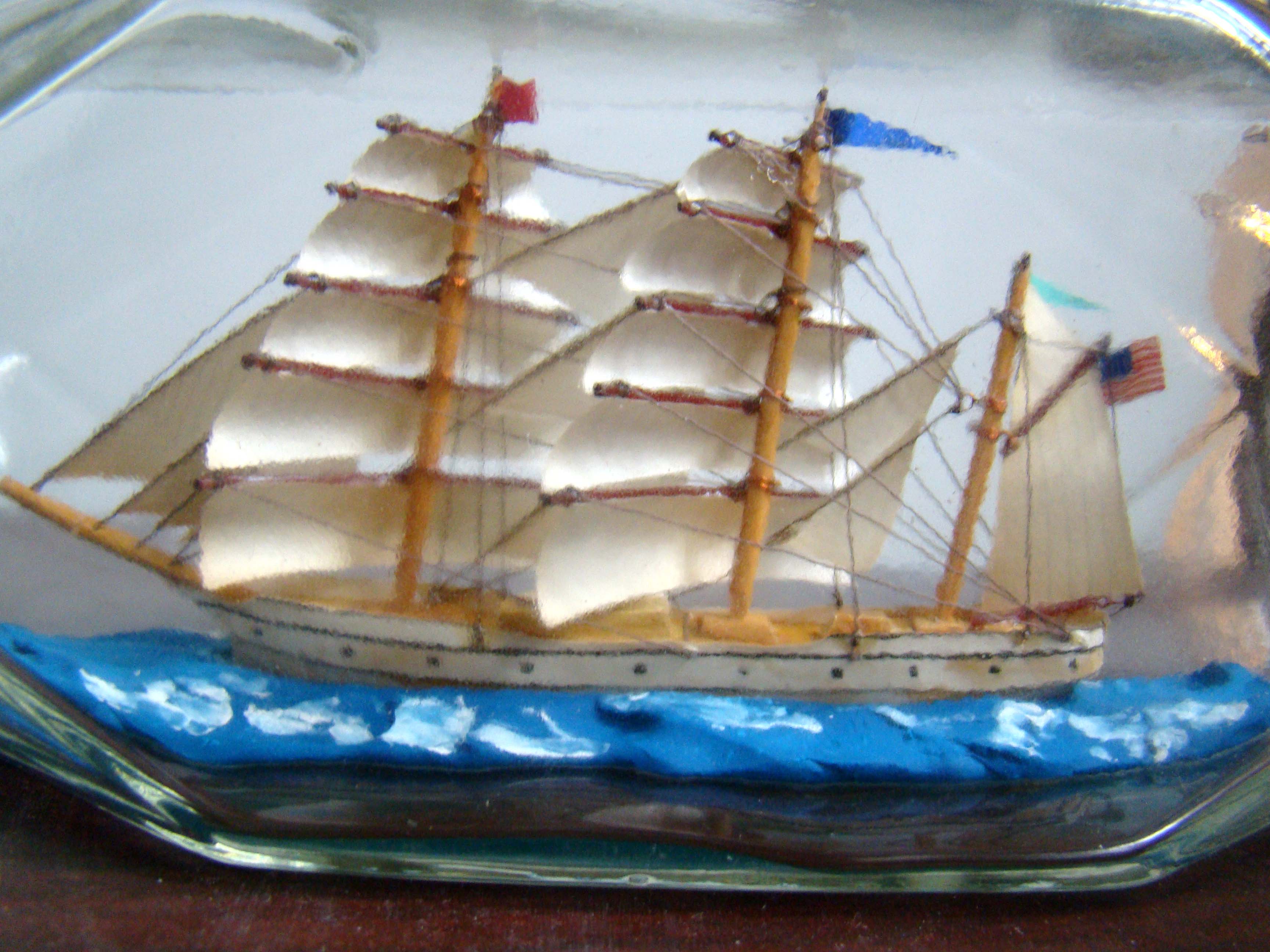 A fine vintage SHIP-IN-A BOTTLE depicting the U S Coast Guard Academy's sail training ship the EAGLE — image 5