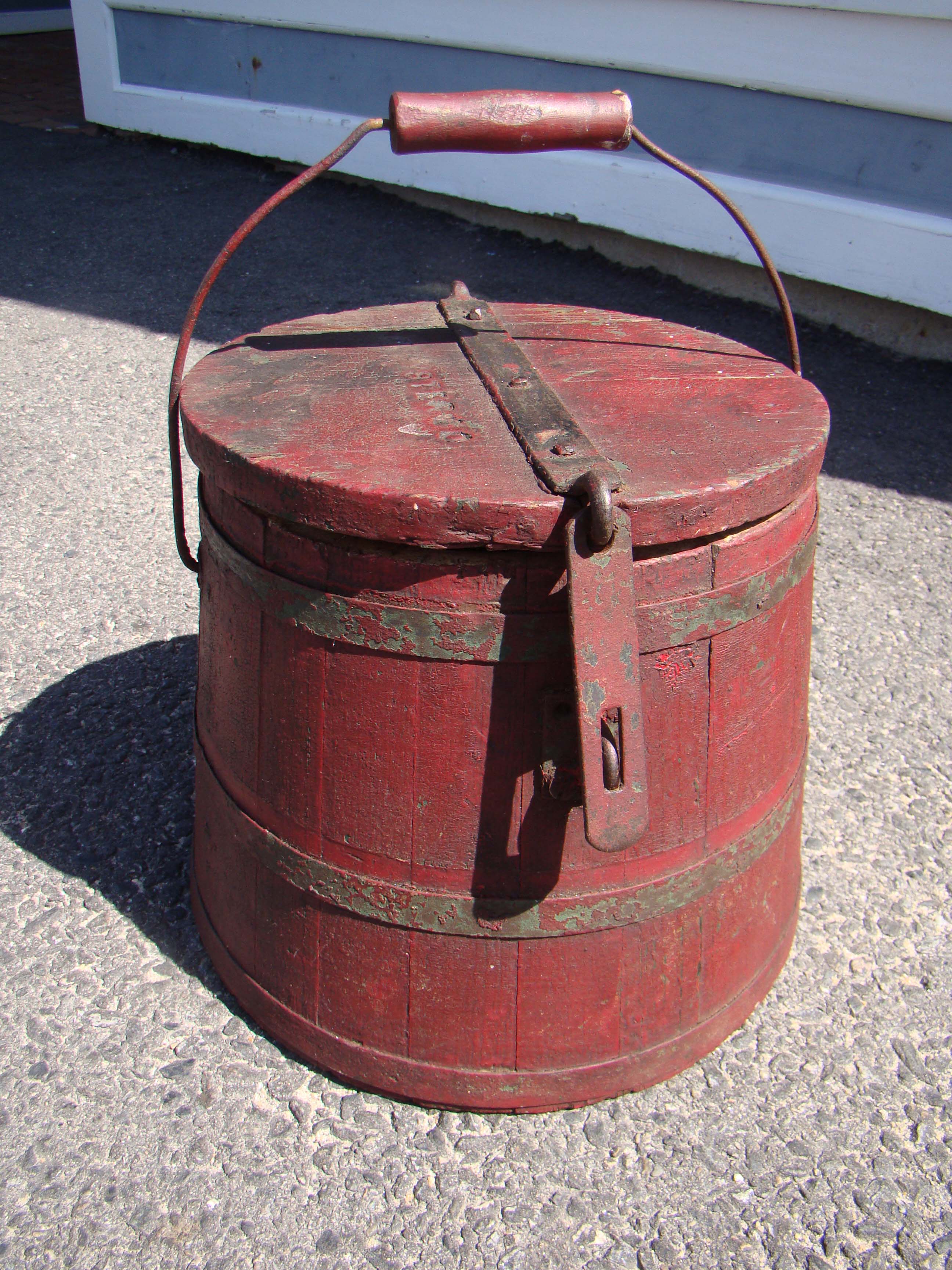 A 19th century Oyster bucket stamped New England Oyster Co. in original condition