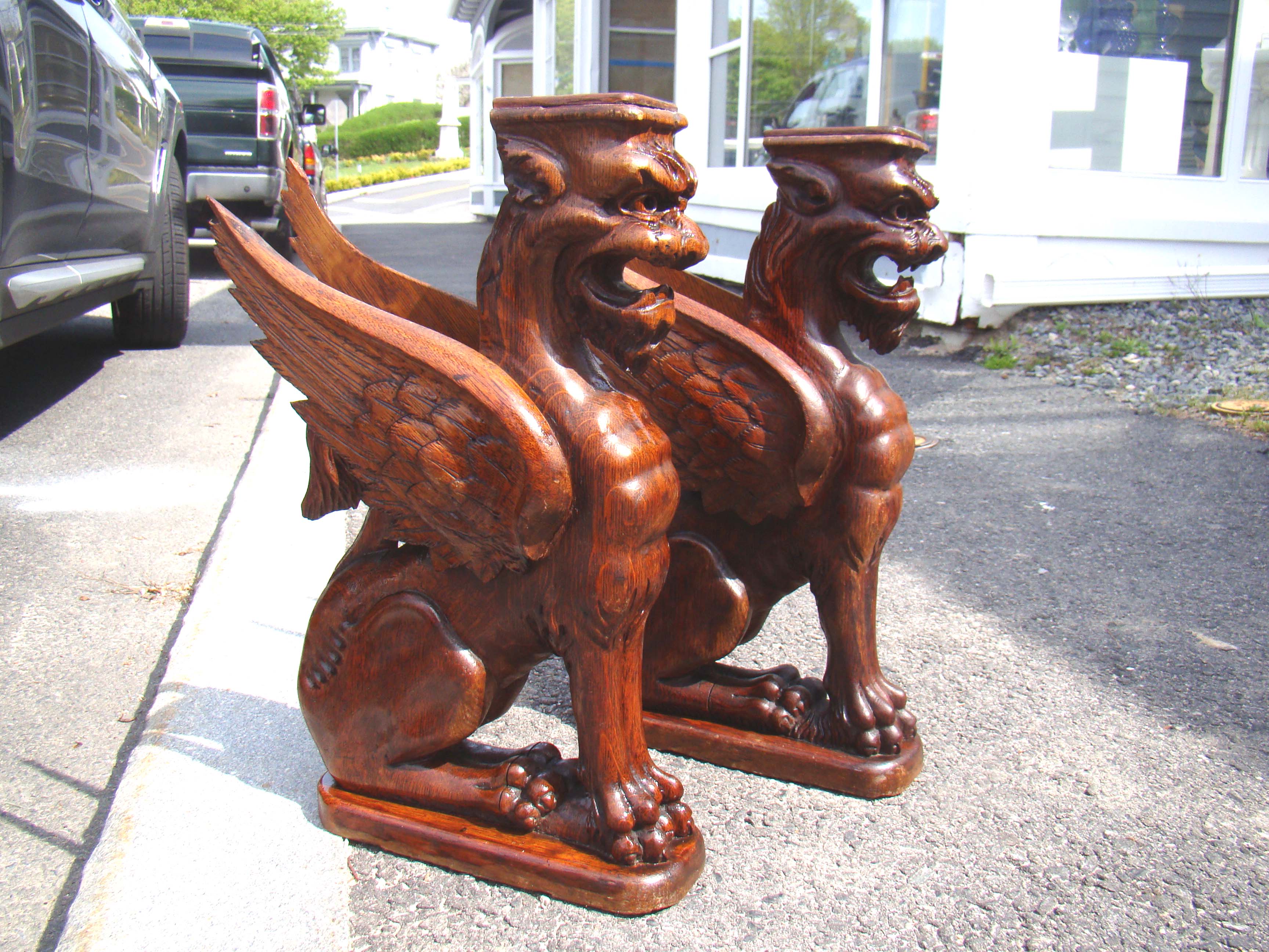 A wonderful pair of hand carved neoclassical Griffins circa 1850 — image 2