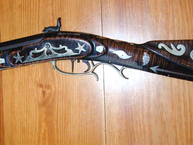 Highly Decorative Silver-Mounted Tiger Maple Percussion Rifle Circa 1845 — image 2