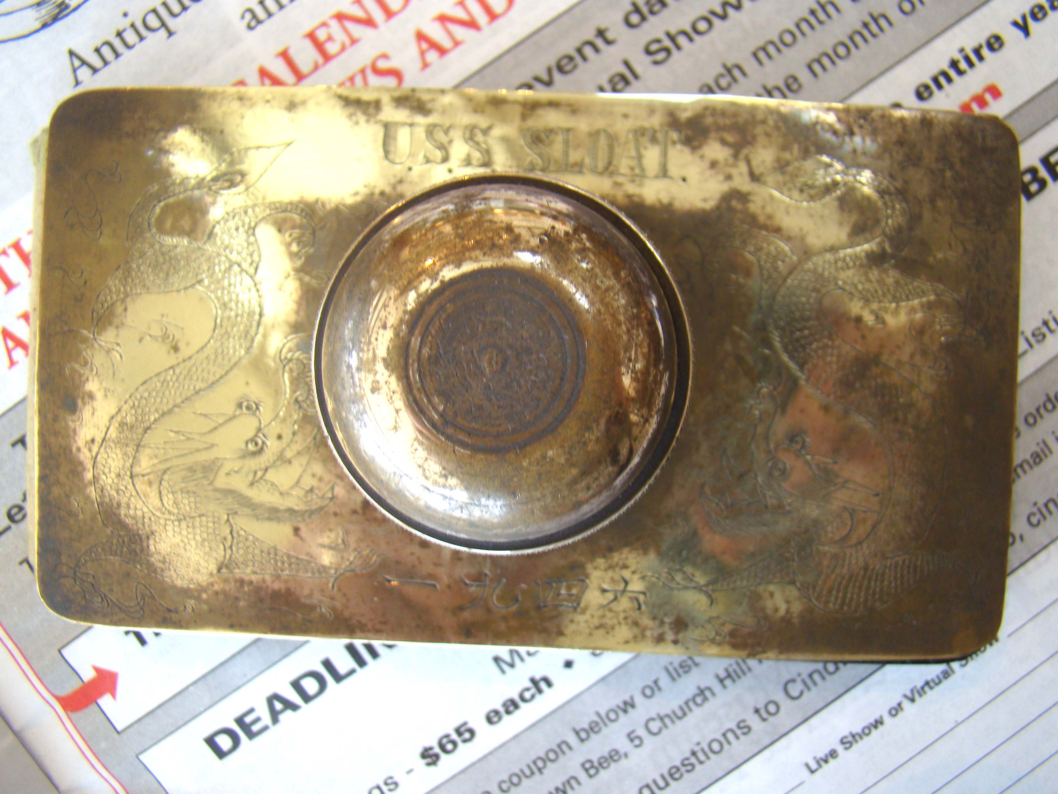 An original Blotter used aboard the USS SLOAT, a World War I US Navy destroyer