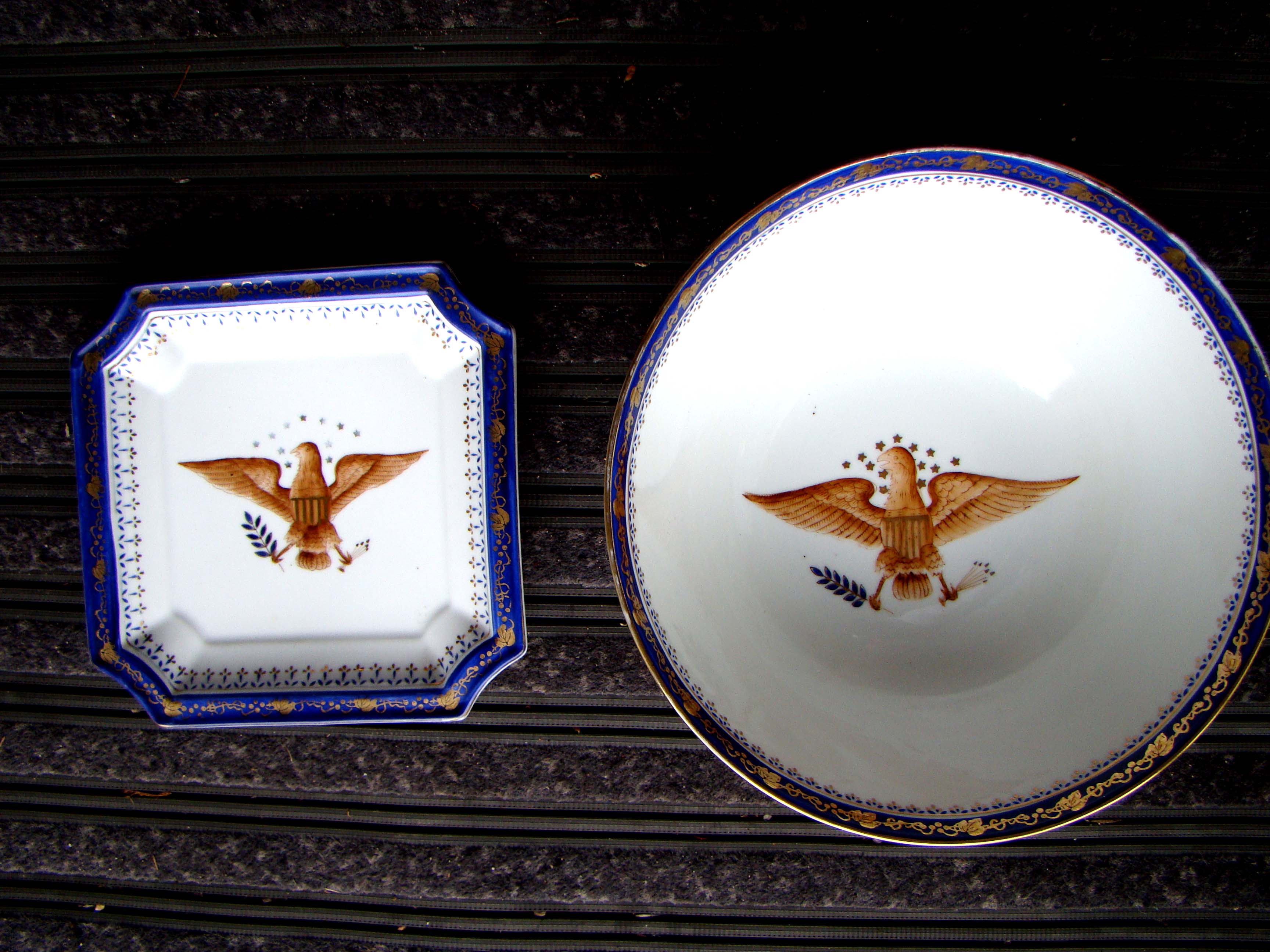 A fine vintage American eagle serving bowl and matching dish — image 3