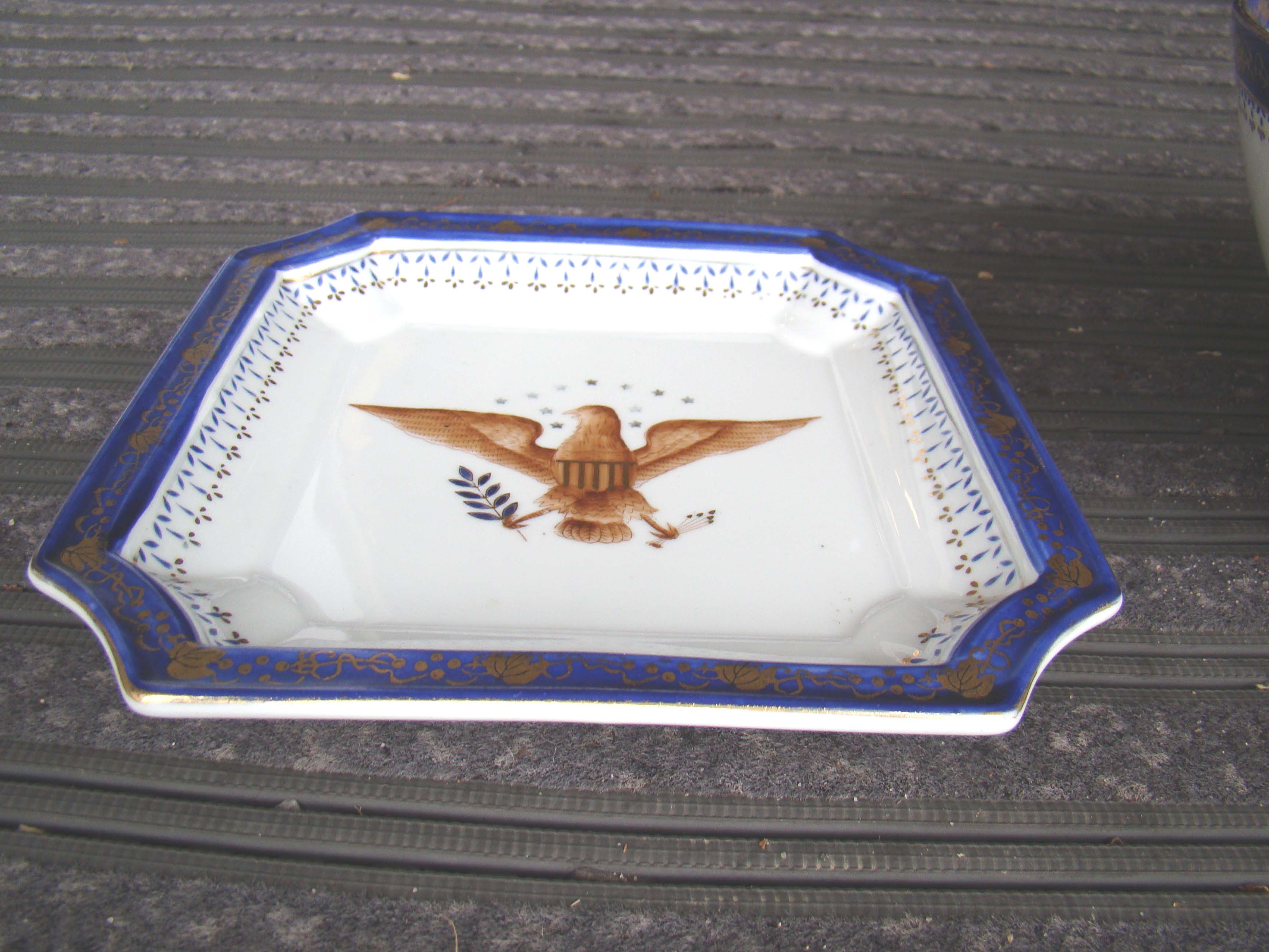 A fine vintage American eagle serving bowl and matching dish — image 2