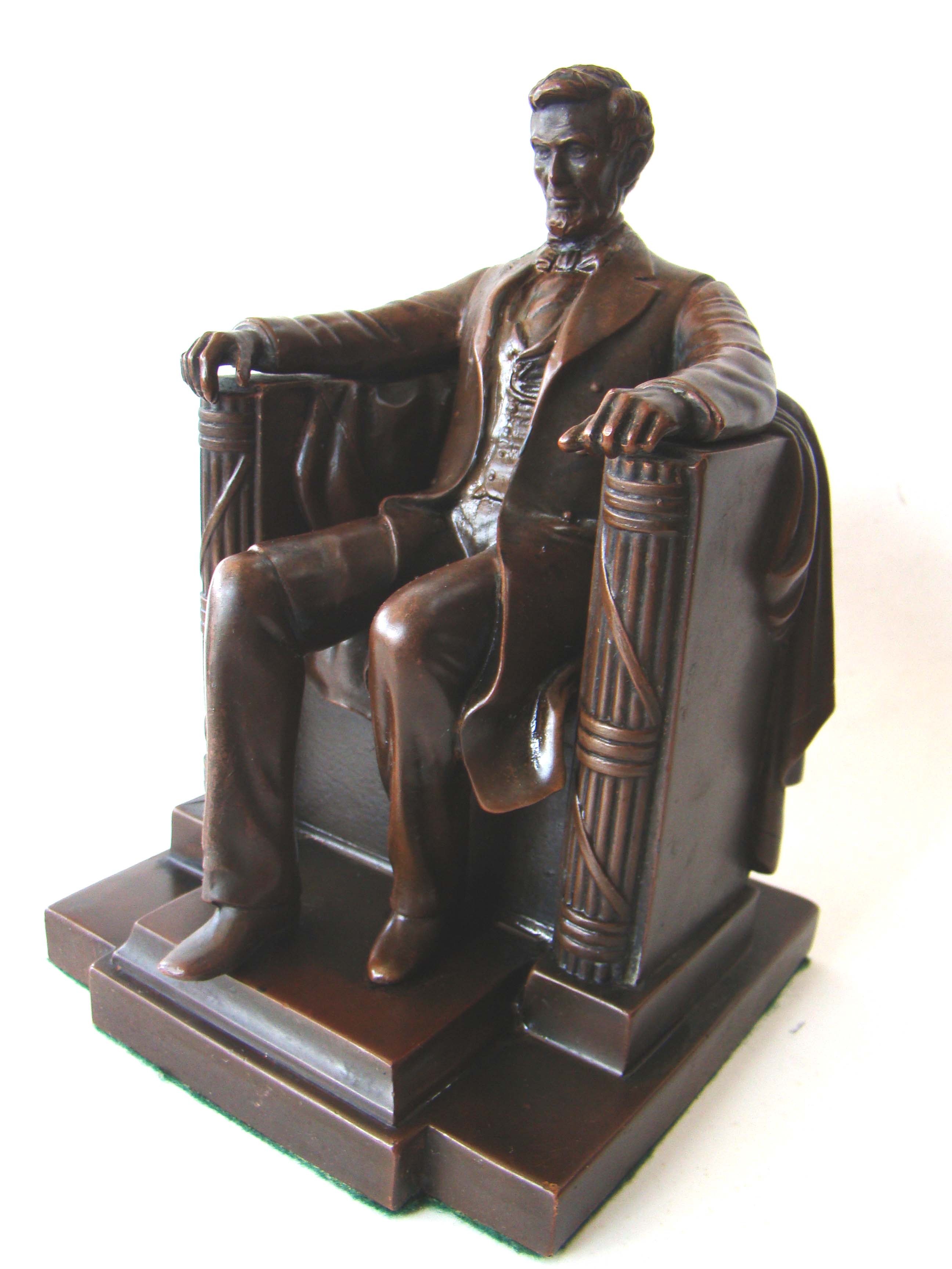 A fine single "Lincoln in the chair" bookend made by Jennings Brothers circa 1930