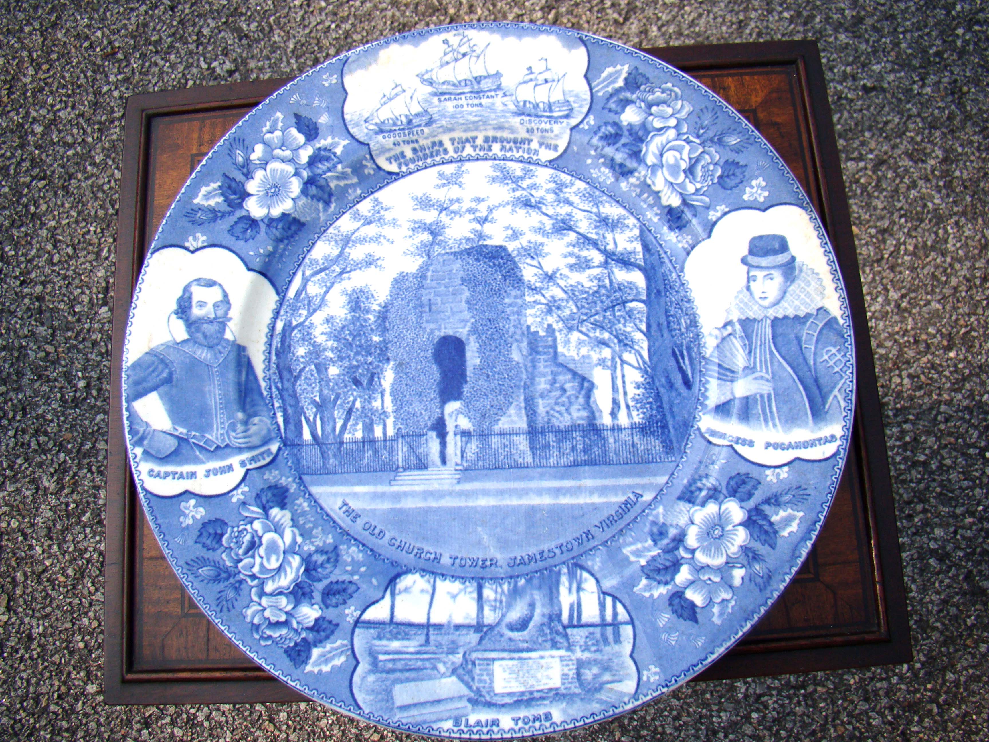 A fine vintage souvenir plate of Jamestown, VA, site of the first permanent English settlement in America in 1607