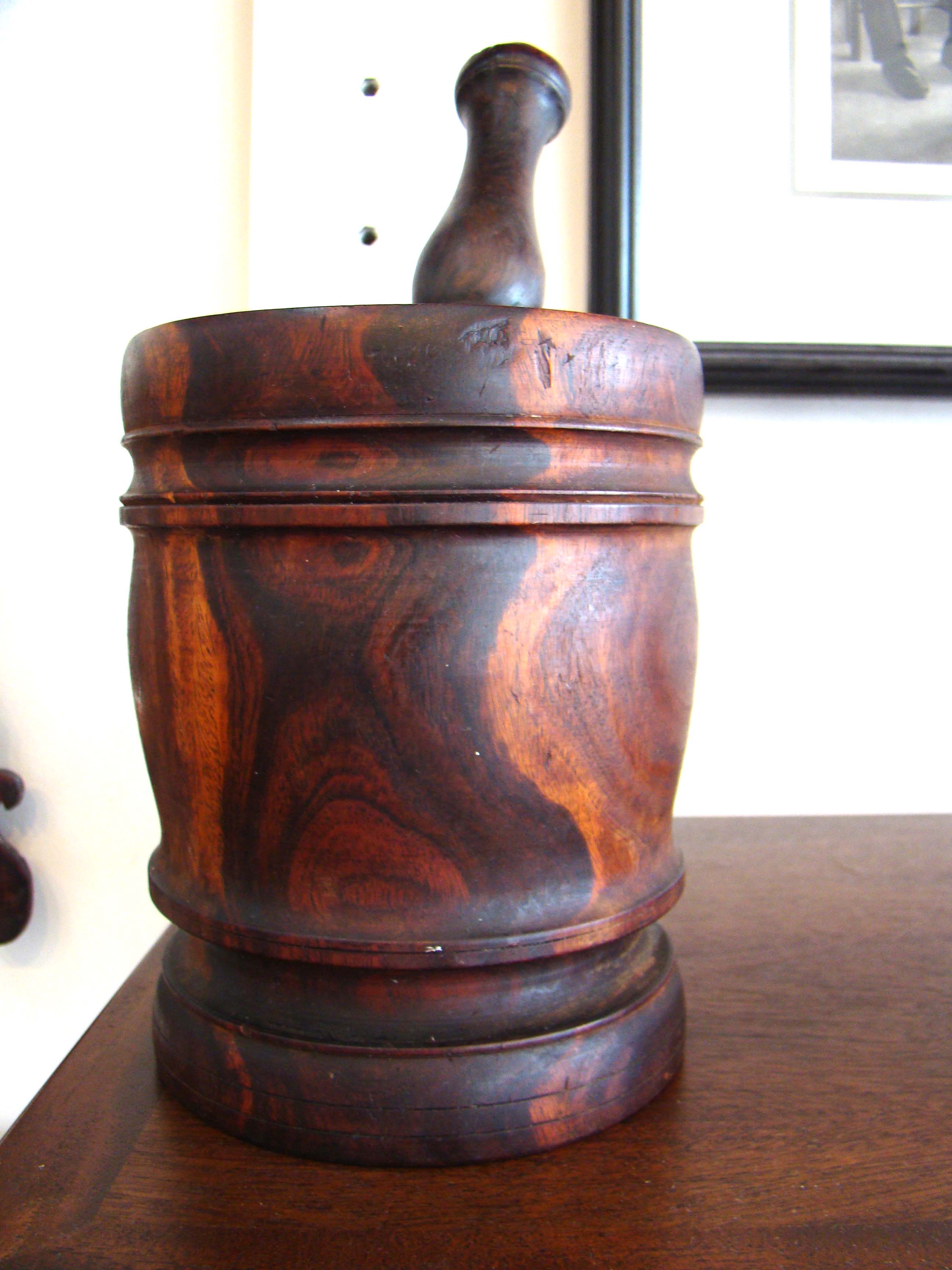 A late 18th or early 19th century lignum vitae mortar & pestle