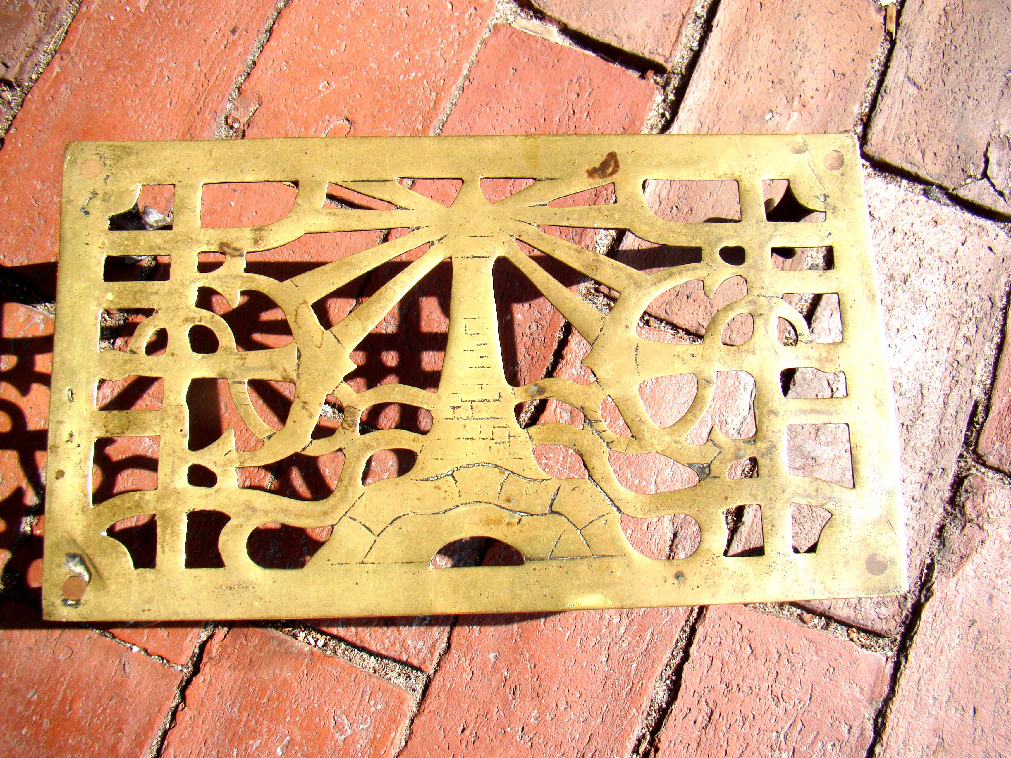 An antique nautical themed brass footman with lighthouse flanked by anchors circa 1820 — image 2