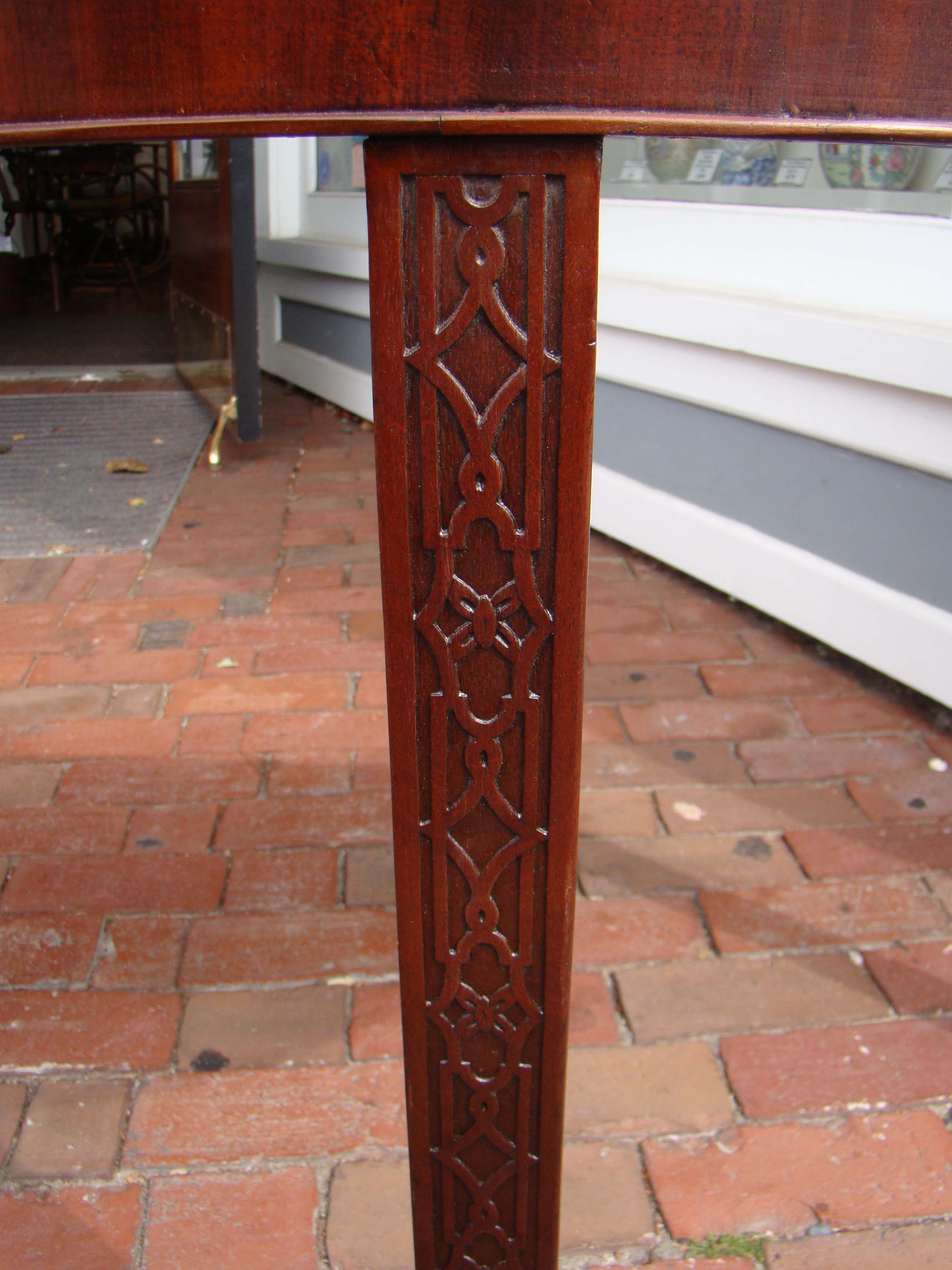 A fine 18th century English "Chinese Chippendale" mahogany demilune table — image 4