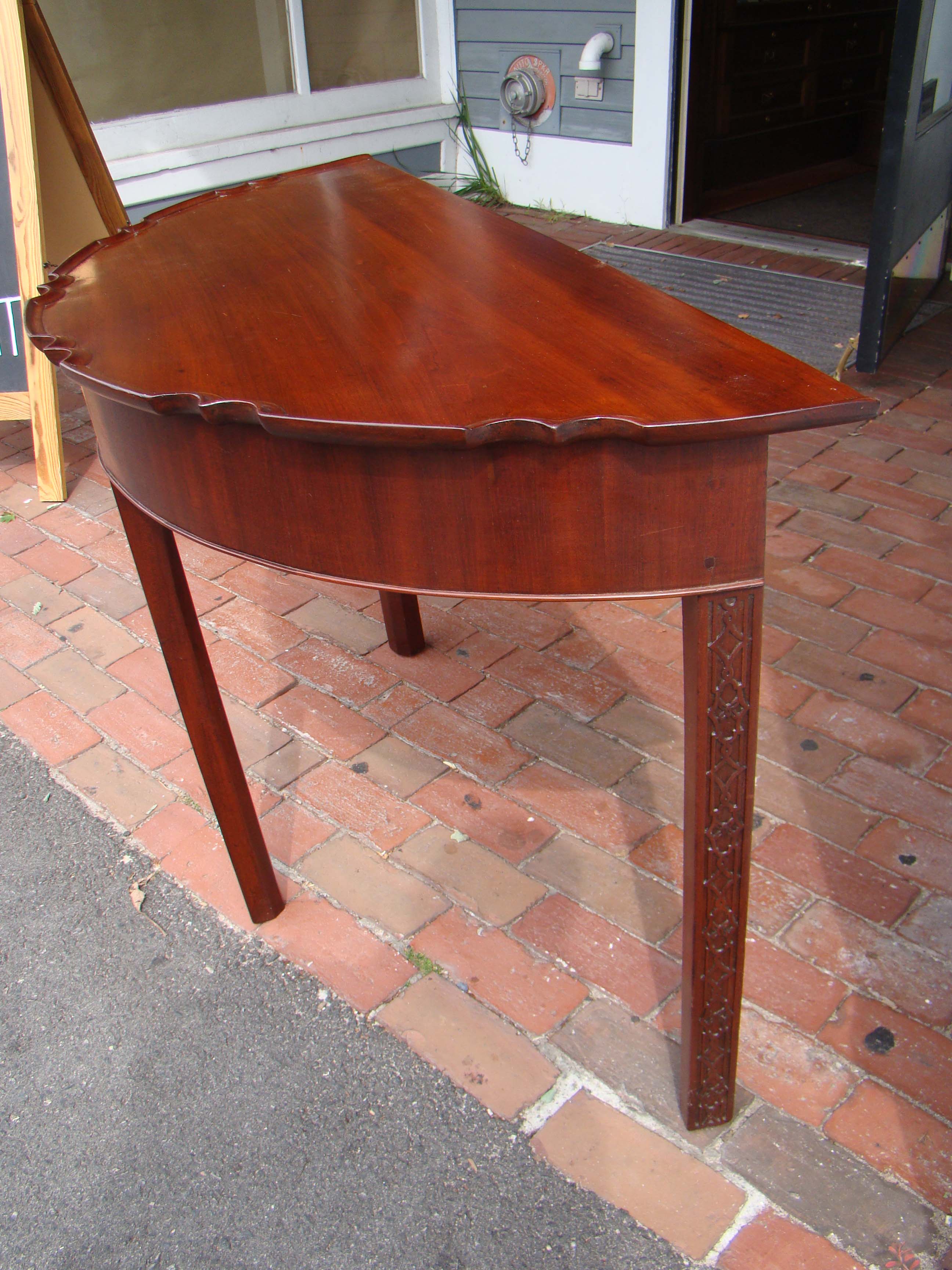 A fine 18th century English "Chinese Chippendale" mahogany demilune table — image 2
