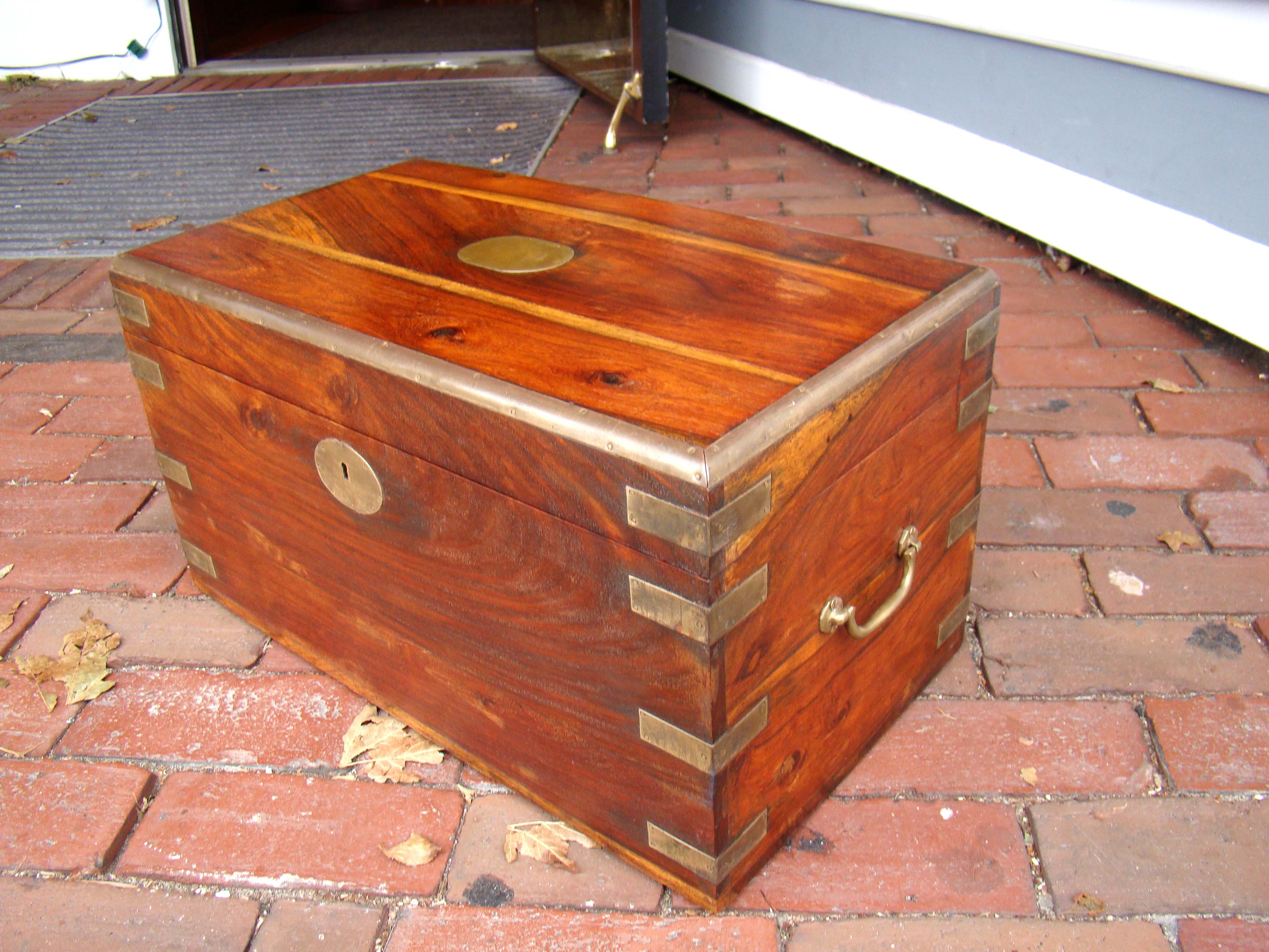 A beautiful early 19th century China Trade period brass mounted camphorwood box
