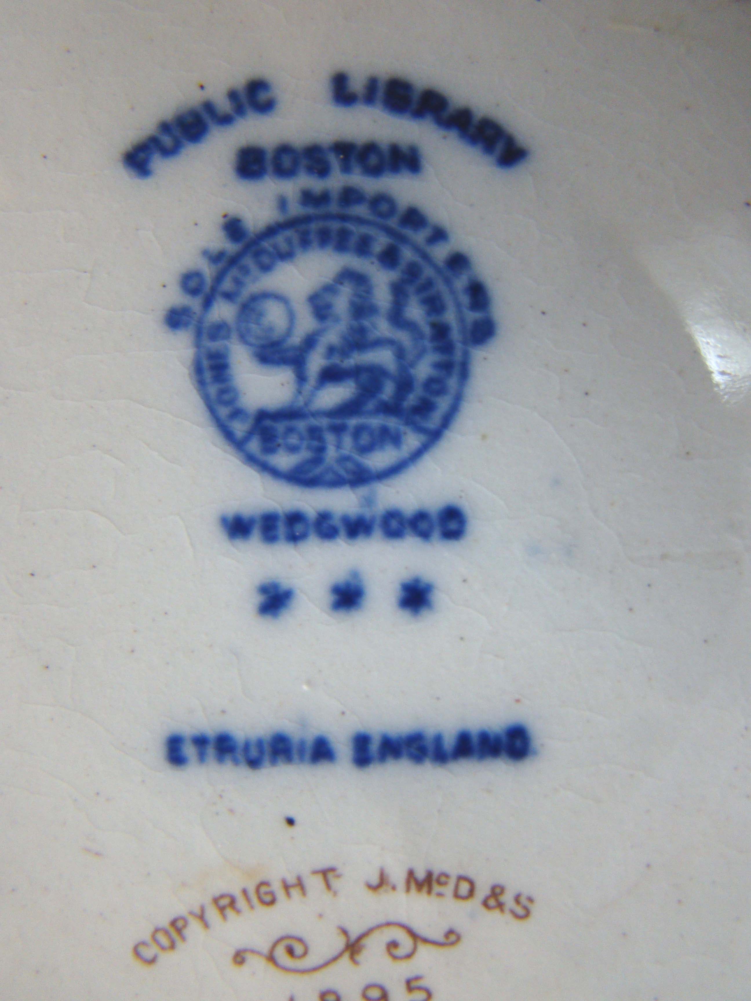 An historical Staffordshire plate made in 1895 featuring "The Boston Public Library" — image 2