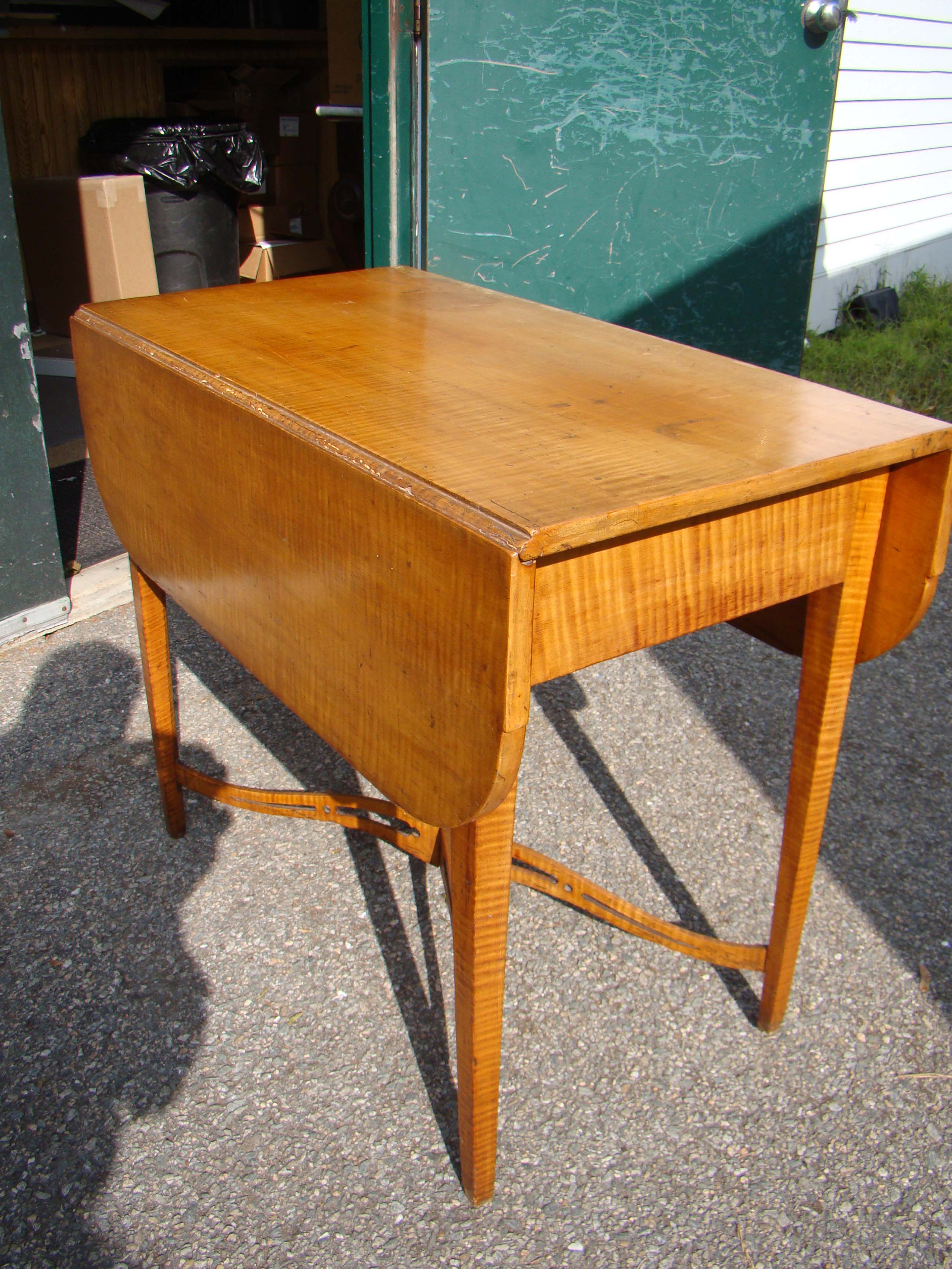 A rare American Federal period tiger maple Pembroke table in untouched original condition probably made in Massachusetts circa 1810 — image 2