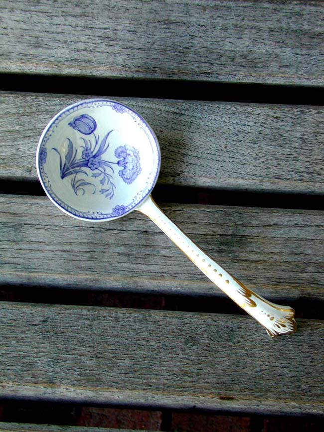 19th century English Staffordshire Sauce Ladle with Gilt Highlights circa 1840