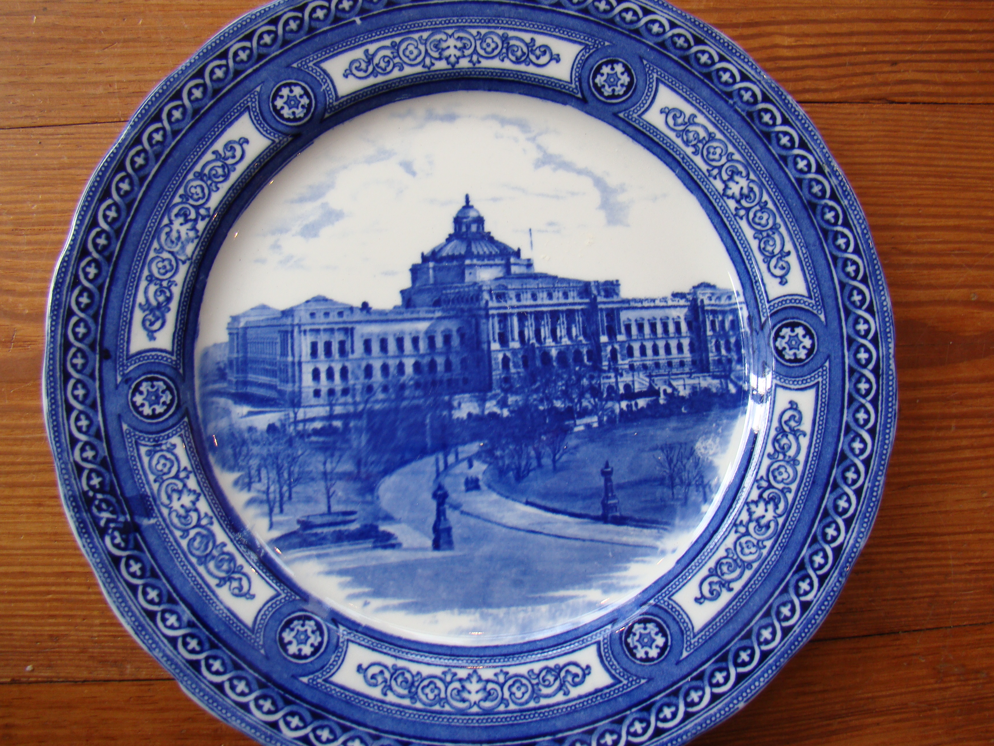 An historic plate depicting the Congressional Library in Washington D C circa 1900