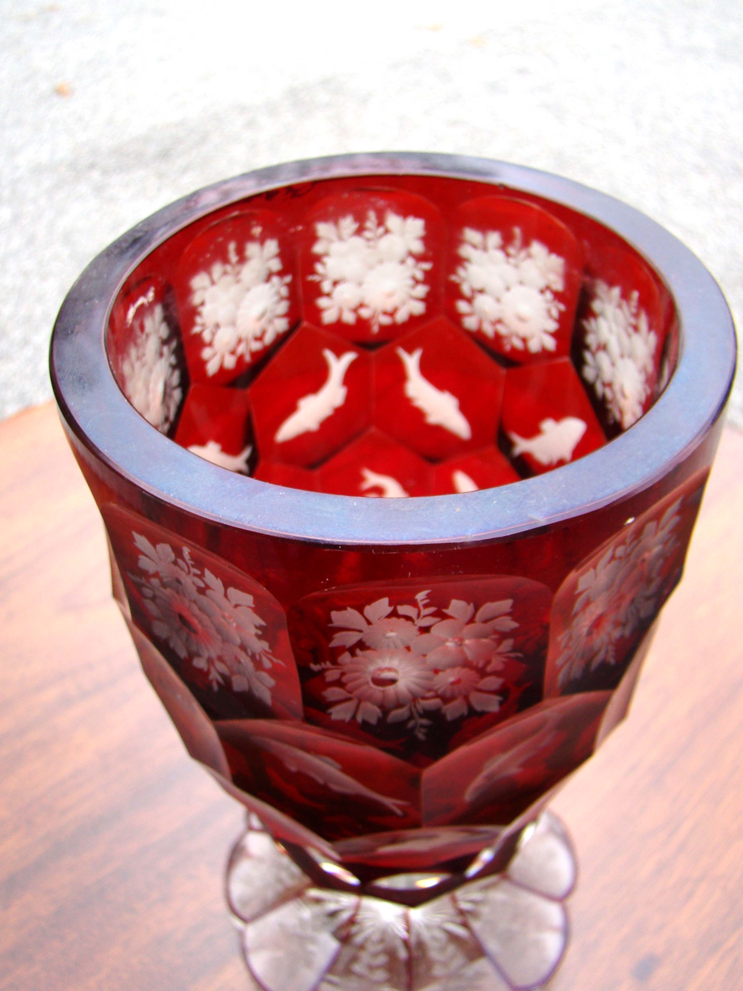 A magnificent Bohemian Ruby red cut to clear glass vase circa 1870 — image 2