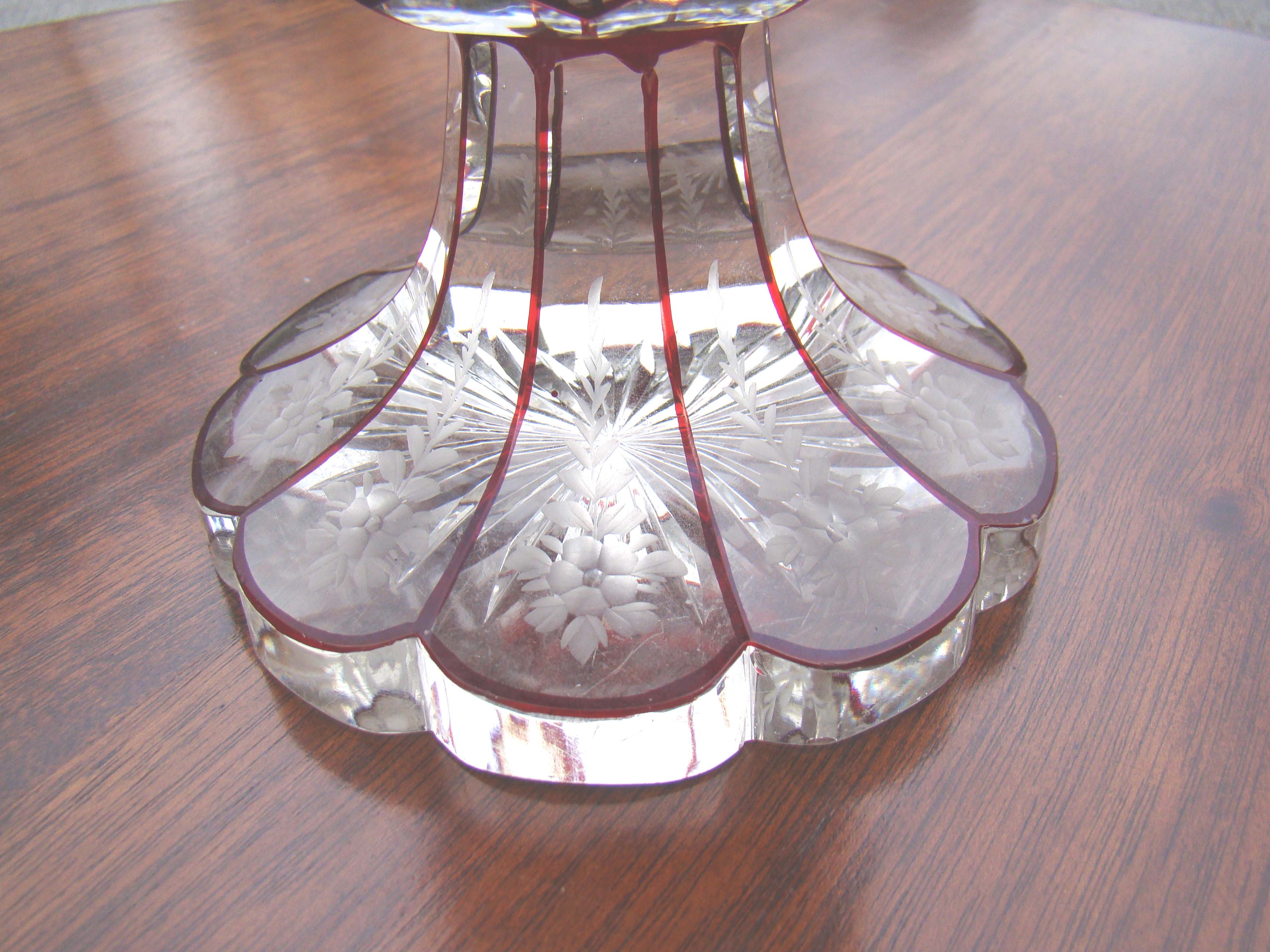 A magnificent Bohemian Ruby red cut to clear glass vase circa 1870 — image 3
