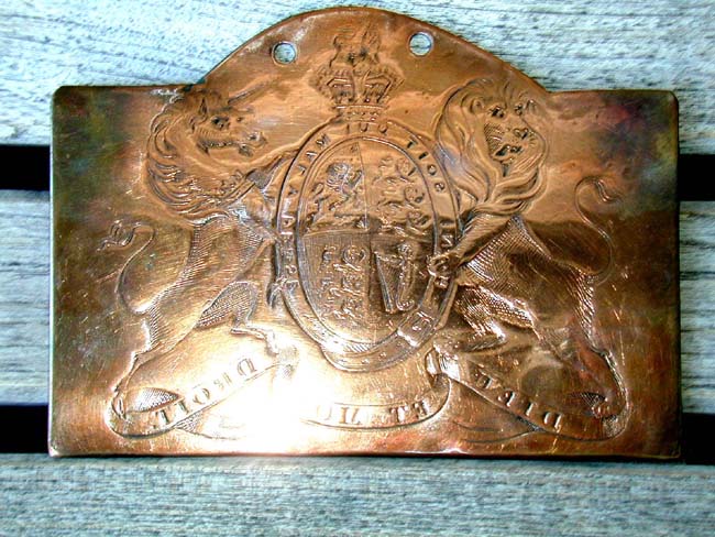 An 18th Century Copper Engraving Plate With the Royal Coat-Of-Arms of King George III