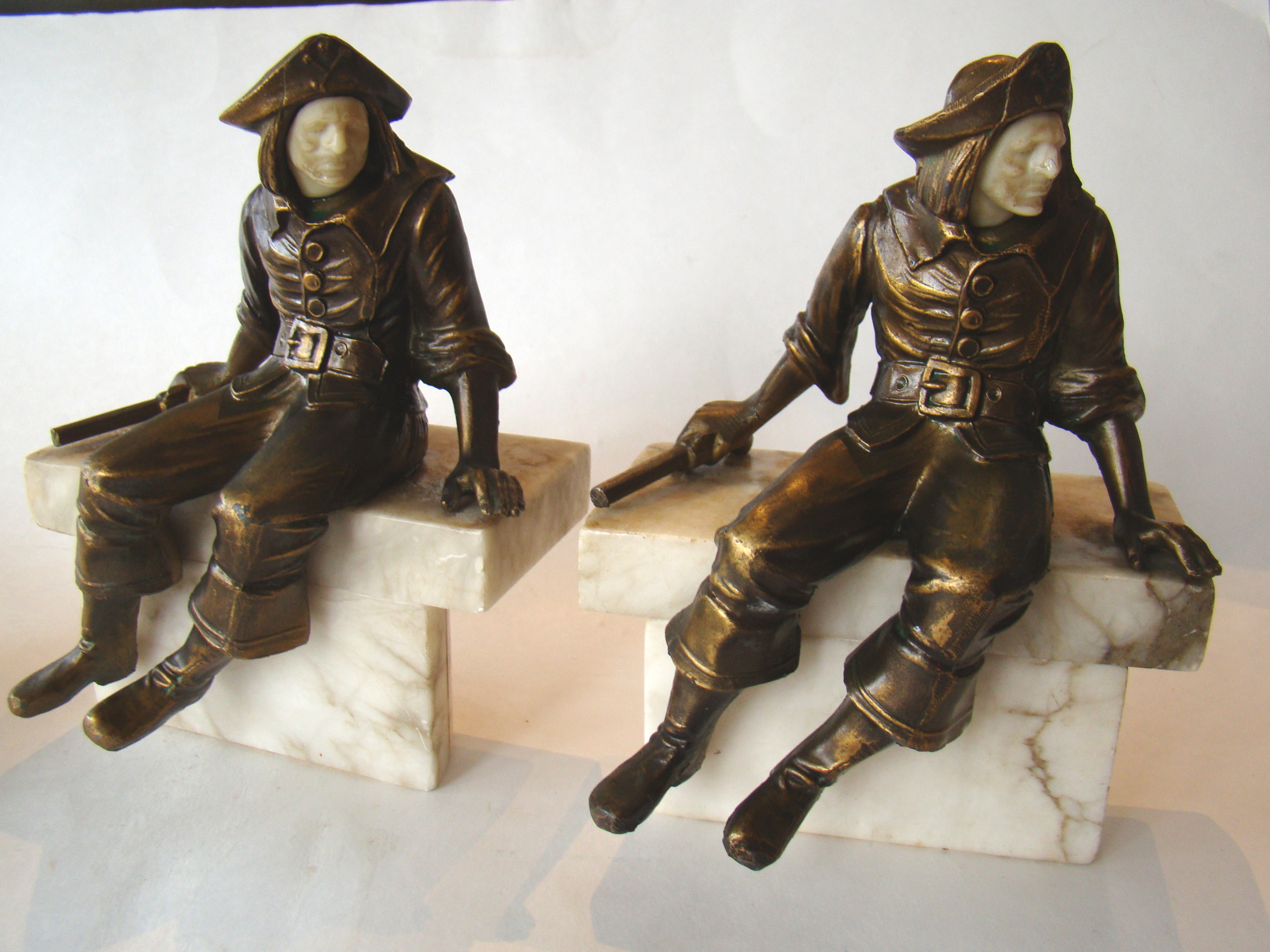 A fine pair of Antique pirate bookends designed by J B Hirsch circa 1928