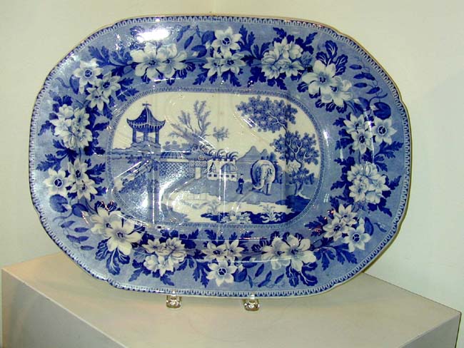 Large Staffordshire 'Well and Tree' Meat Platter circa 1830