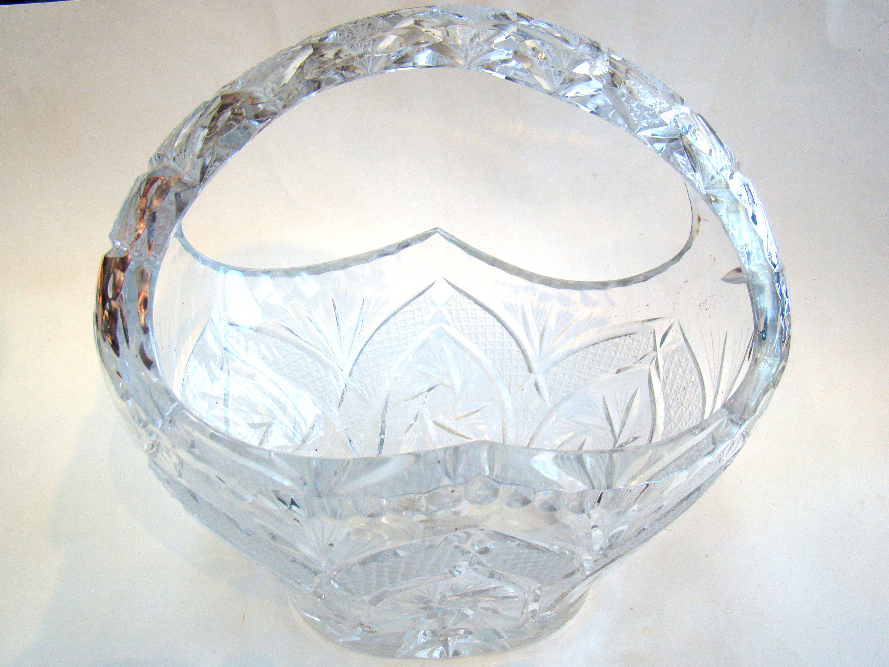 A very large and beautiful vintage cut glass basket