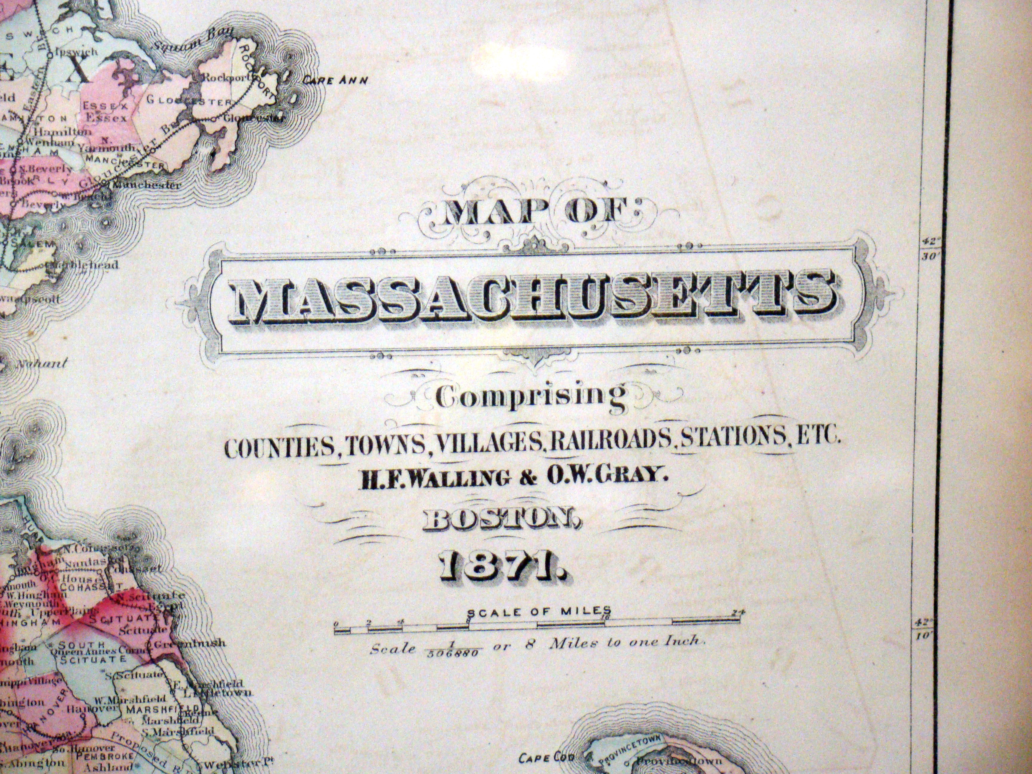 A "Map of Massachusetts" published by Walling & Gray in 1871 — image 2