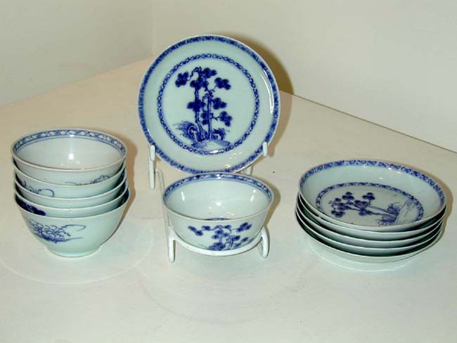 Four sets of Cups and Saucers (being sold separately) salvaged from the wreck of the Dutch trading ship "Geldermalsen" (NANKING CARGO) which sank in 1752.