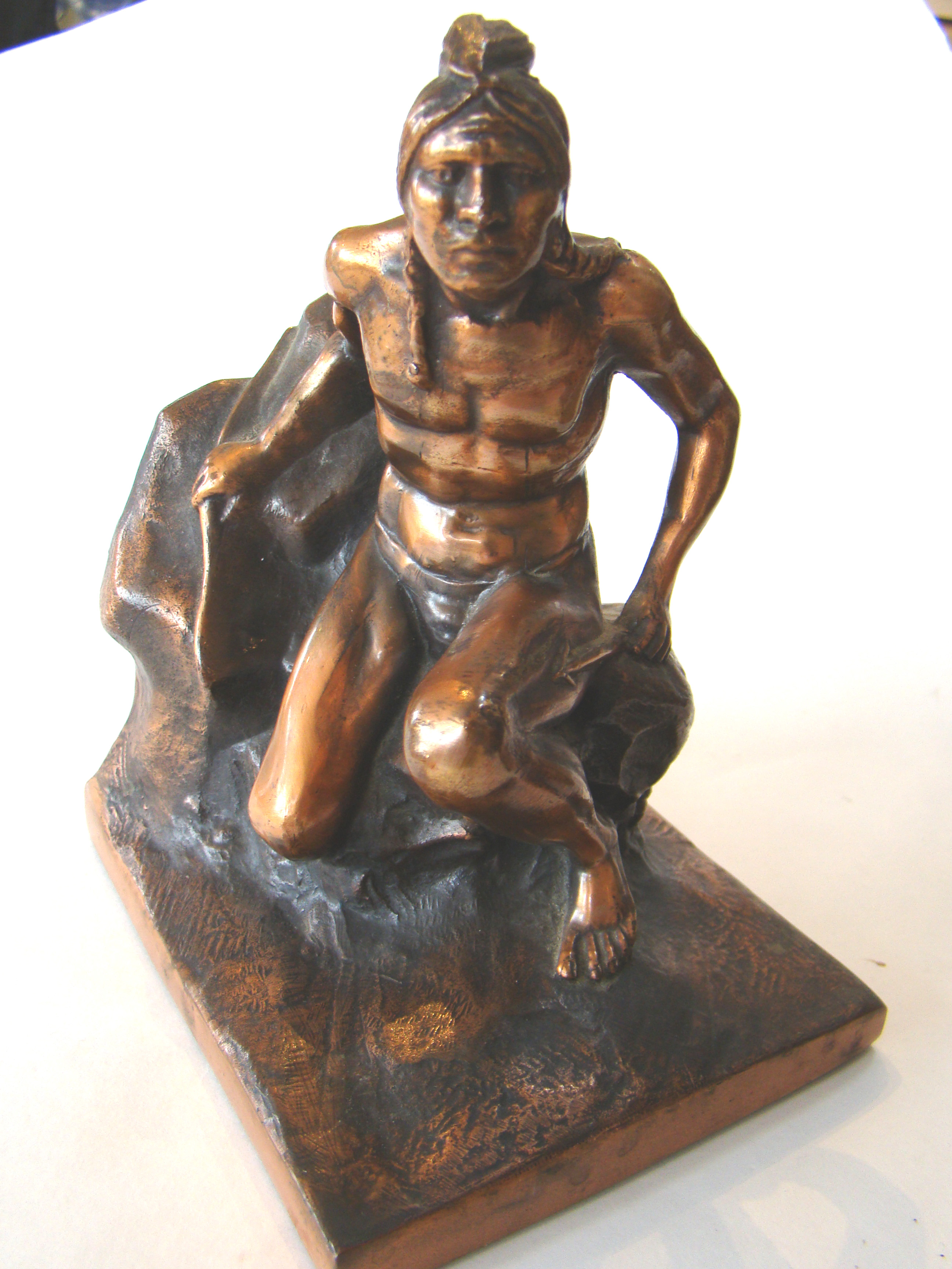 A pair of vintage Native American Scout bookends circa 1935 — image 2