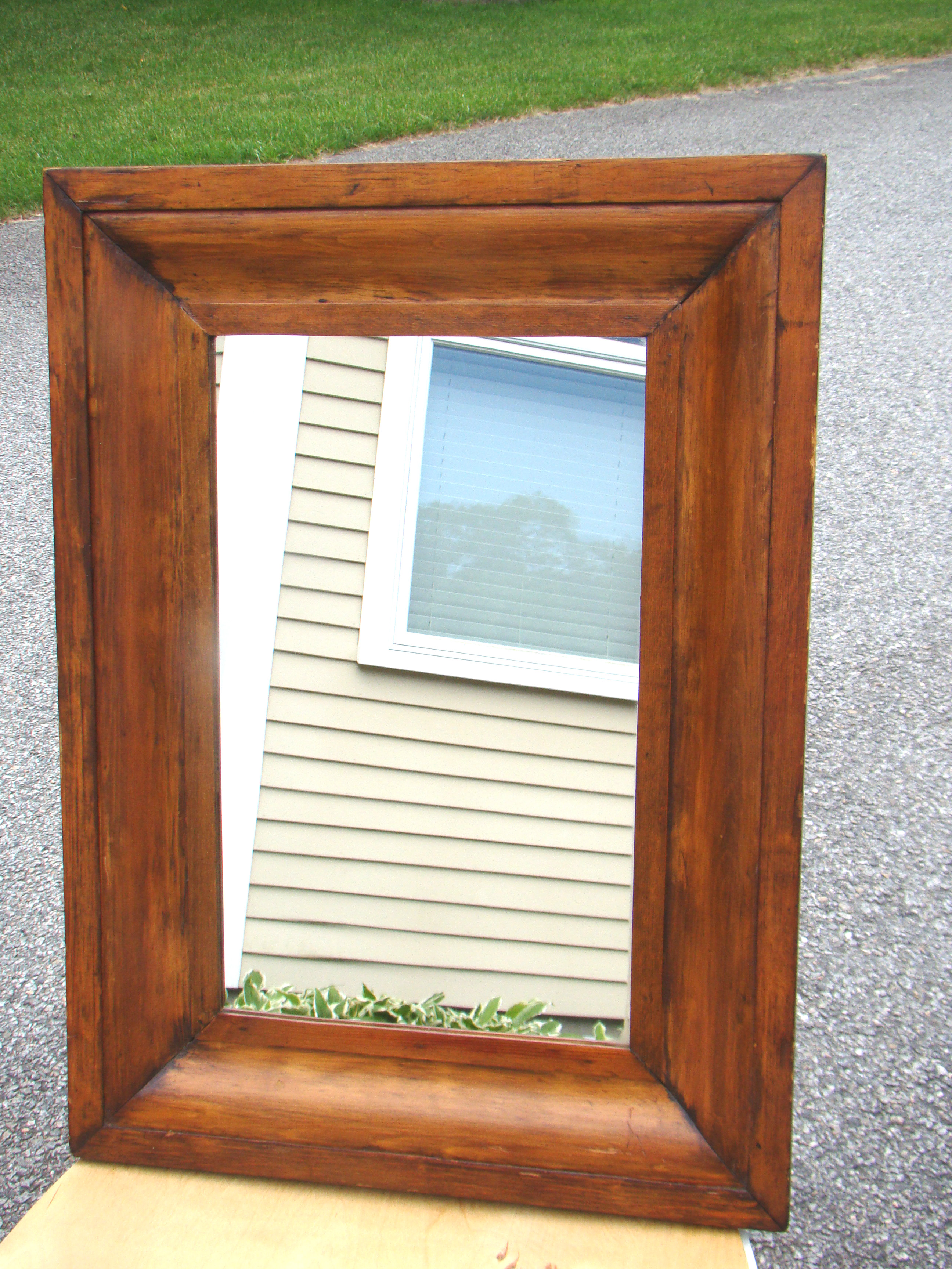 An attractive antique American pine mirror circa 1875