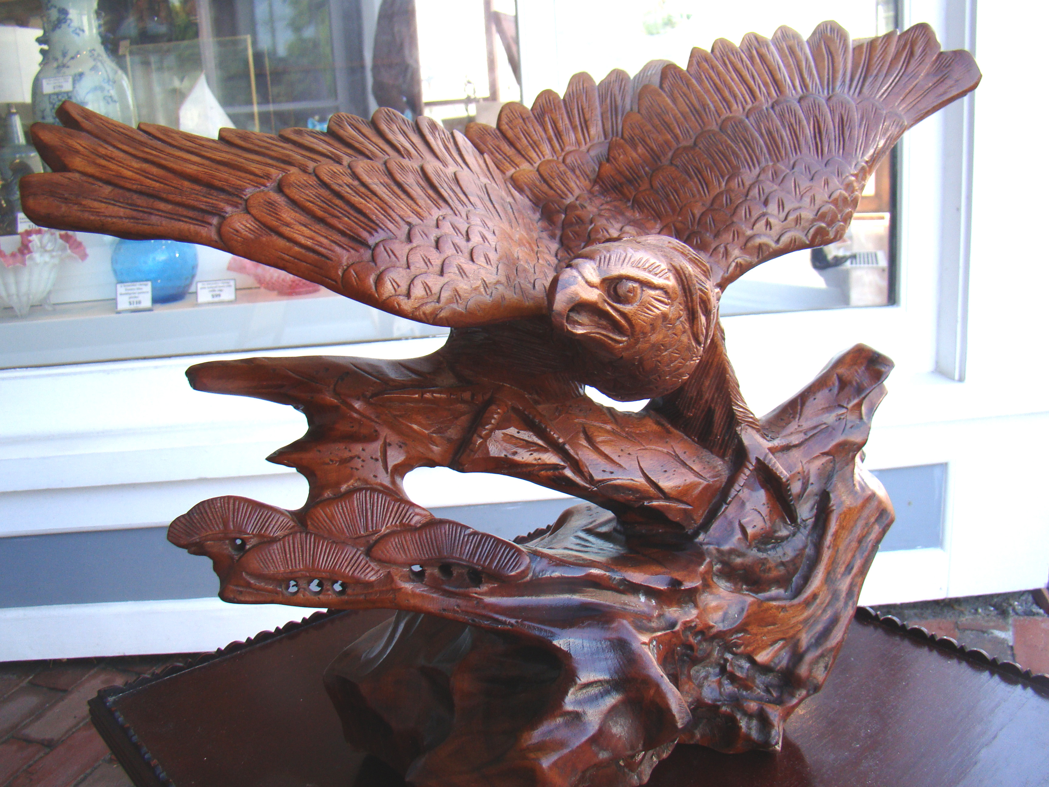 A wonderful carved eagle carved from one solid piece of wood — image 2