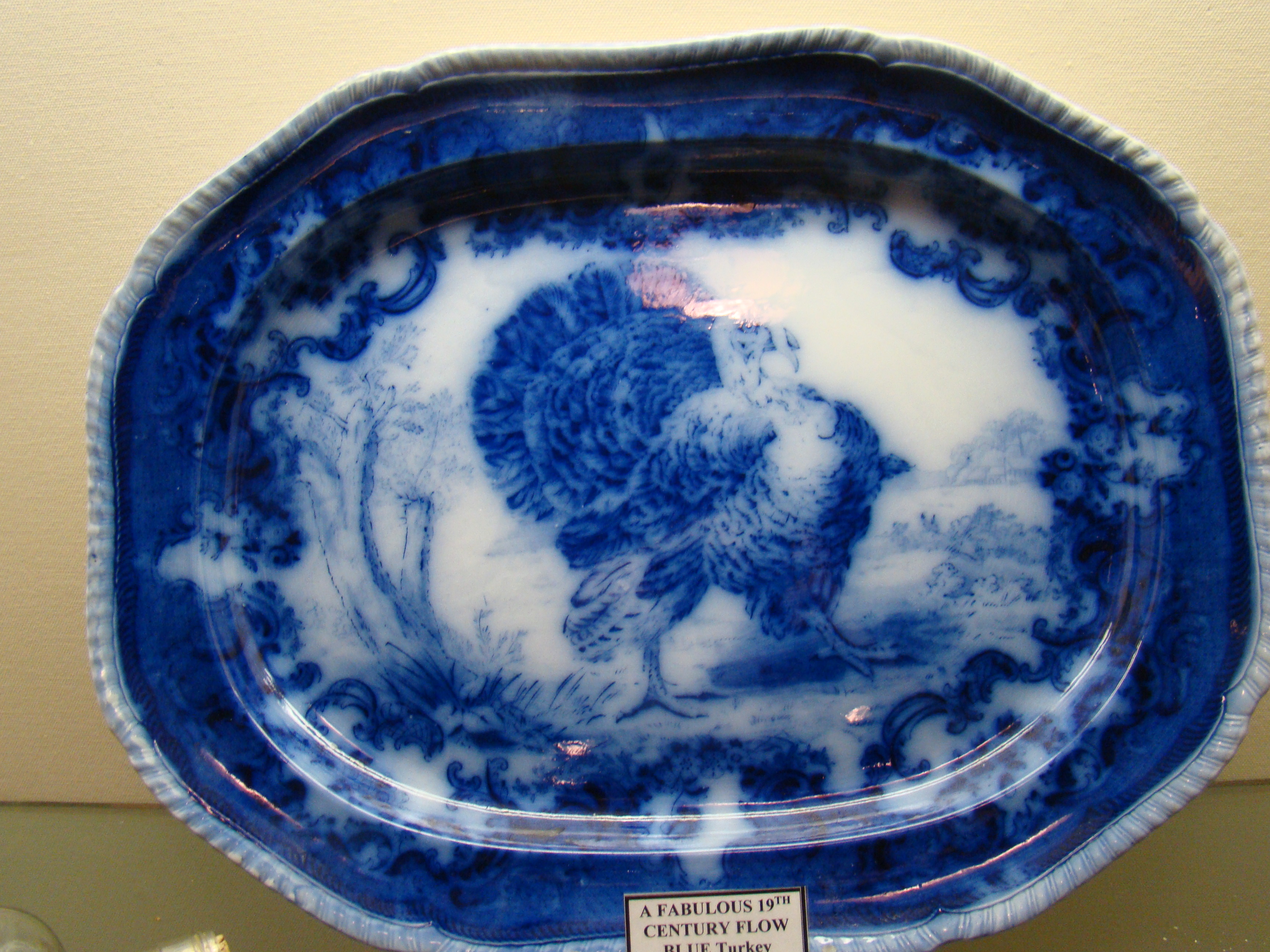 A FABULOUS and RARE 19th century Flow Blue Turkey platter — image 2