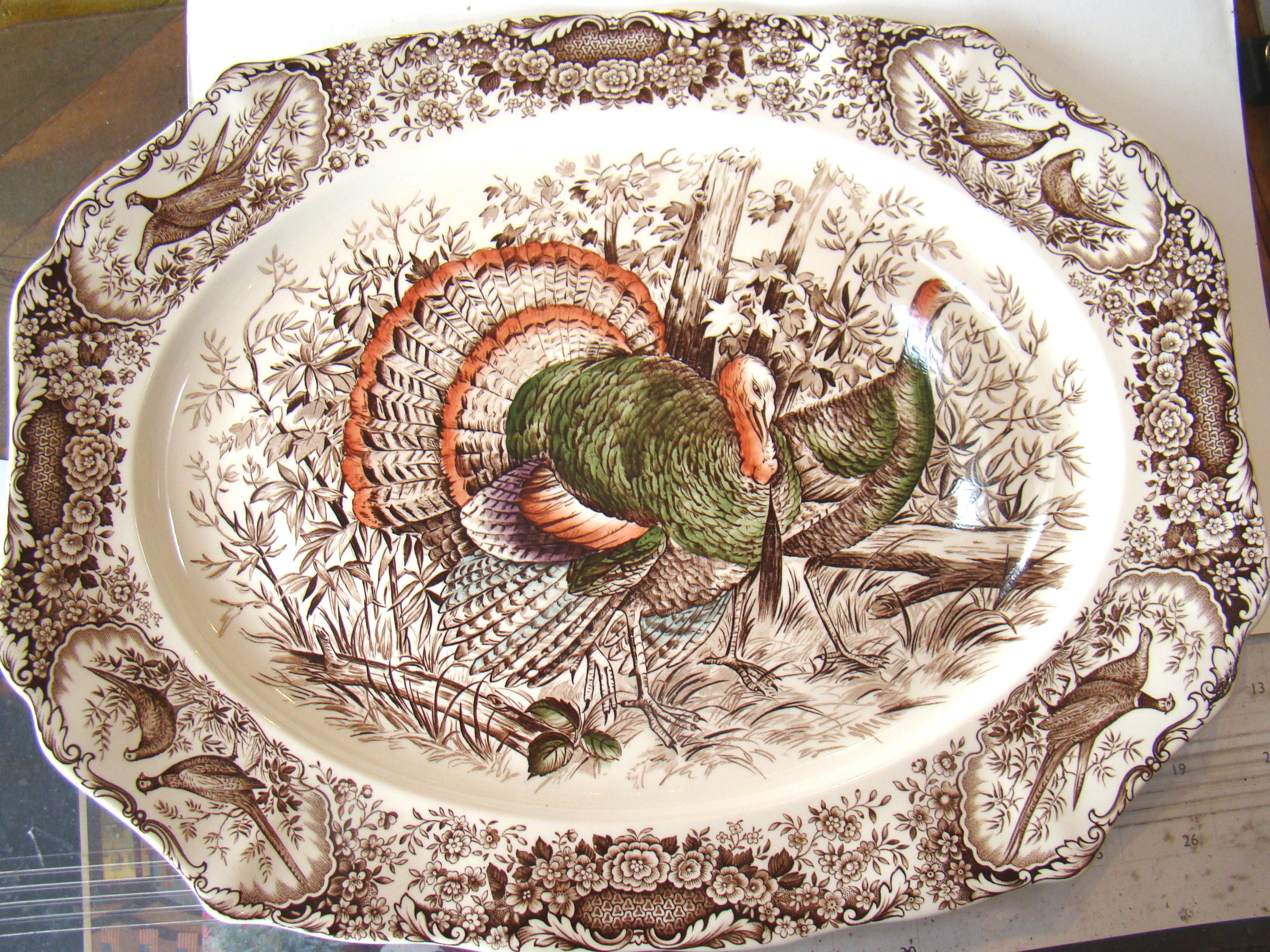 A fine vintage "WILD TURKEYS" serving platter by Johnson Brothers