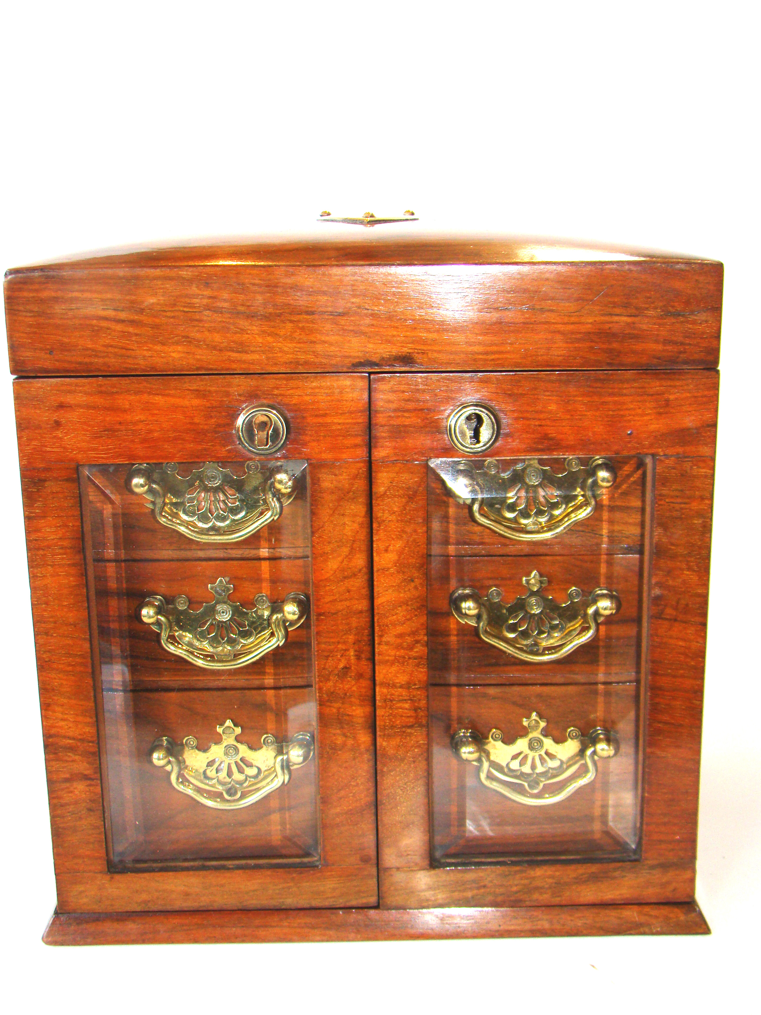 An extremely fine and rare antique English walnut jewelry cabinet circa 1860-1870 — image 3