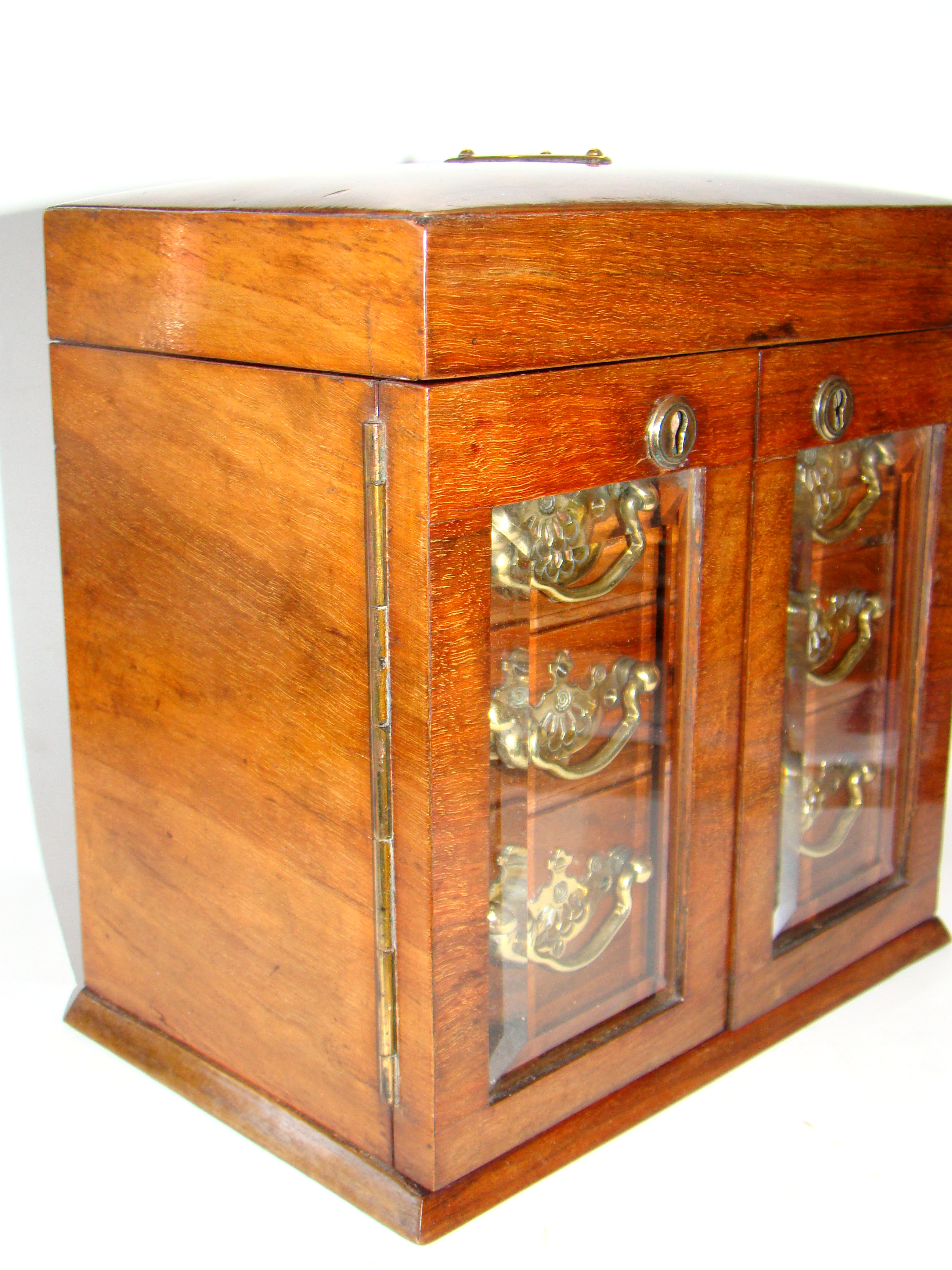 An extremely fine and rare antique English walnut jewelry cabinet circa 1860-1870
