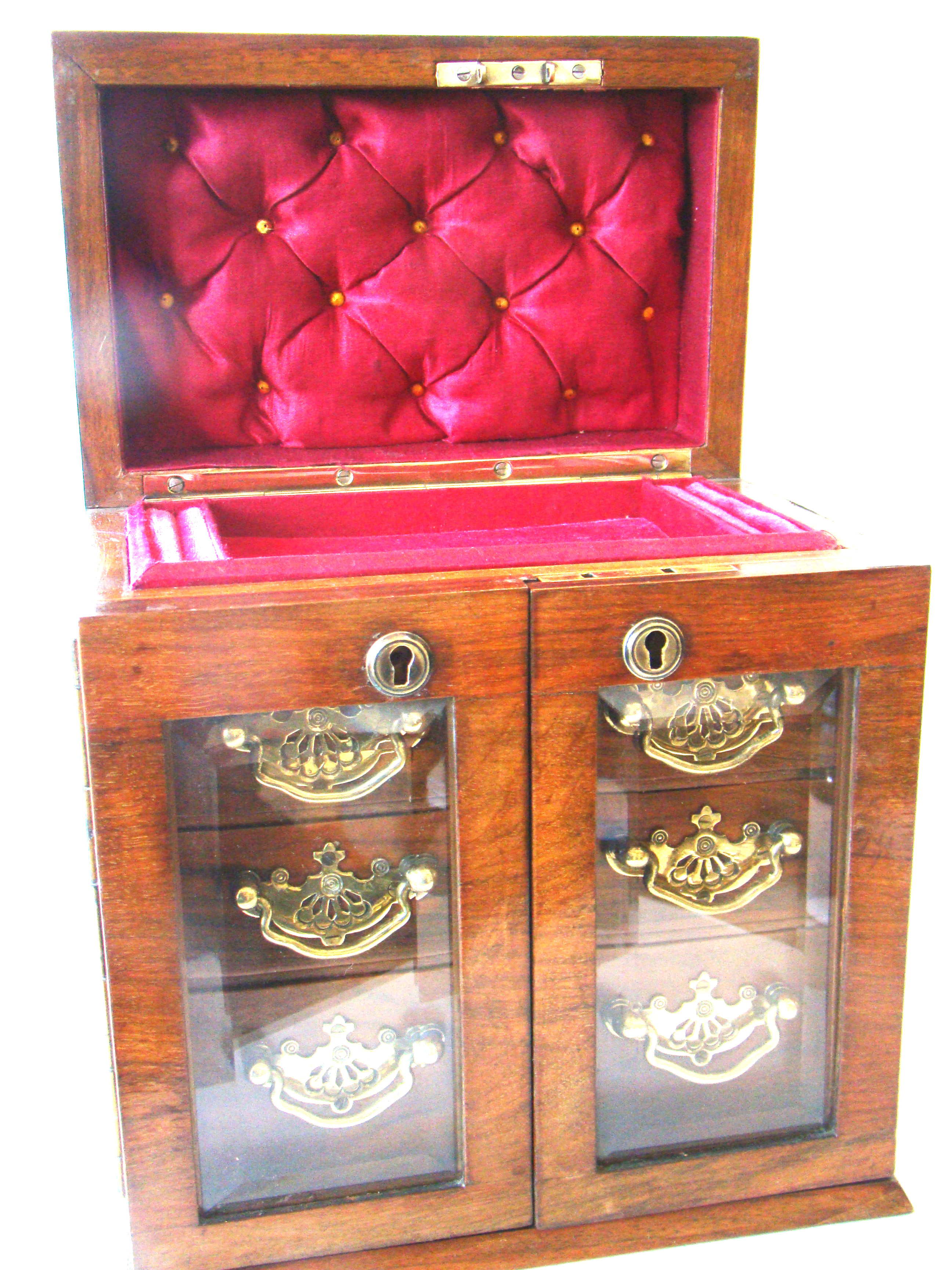 An extremely fine and rare antique English walnut jewelry cabinet circa 1860-1870 — image 5