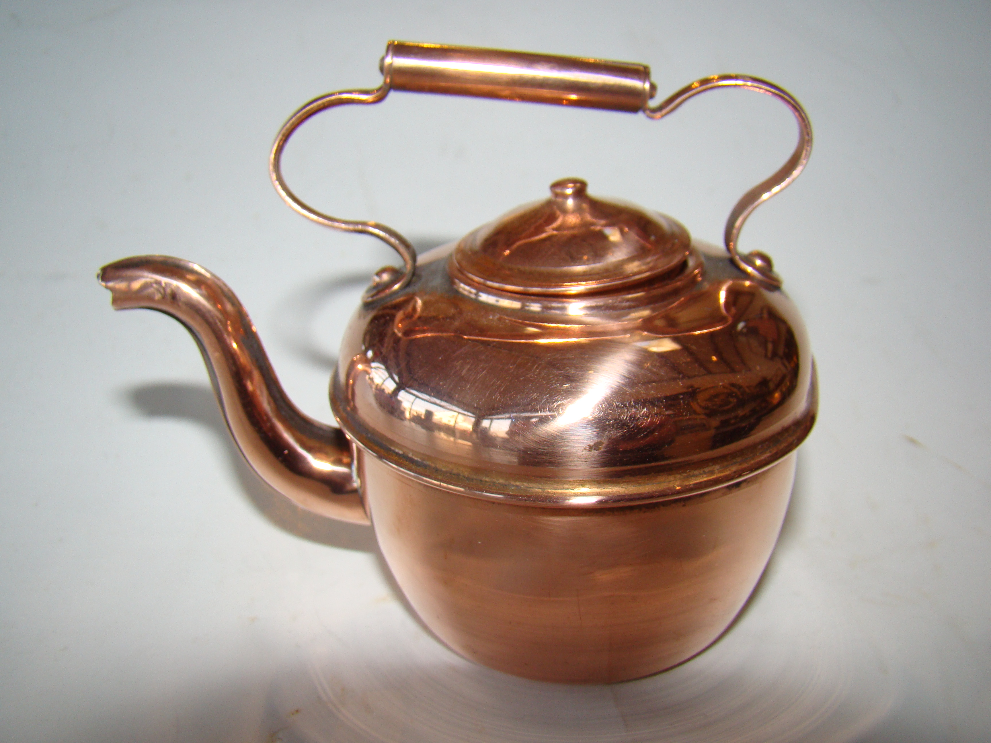 A charming miniature Victorian copper kettle circa 1850