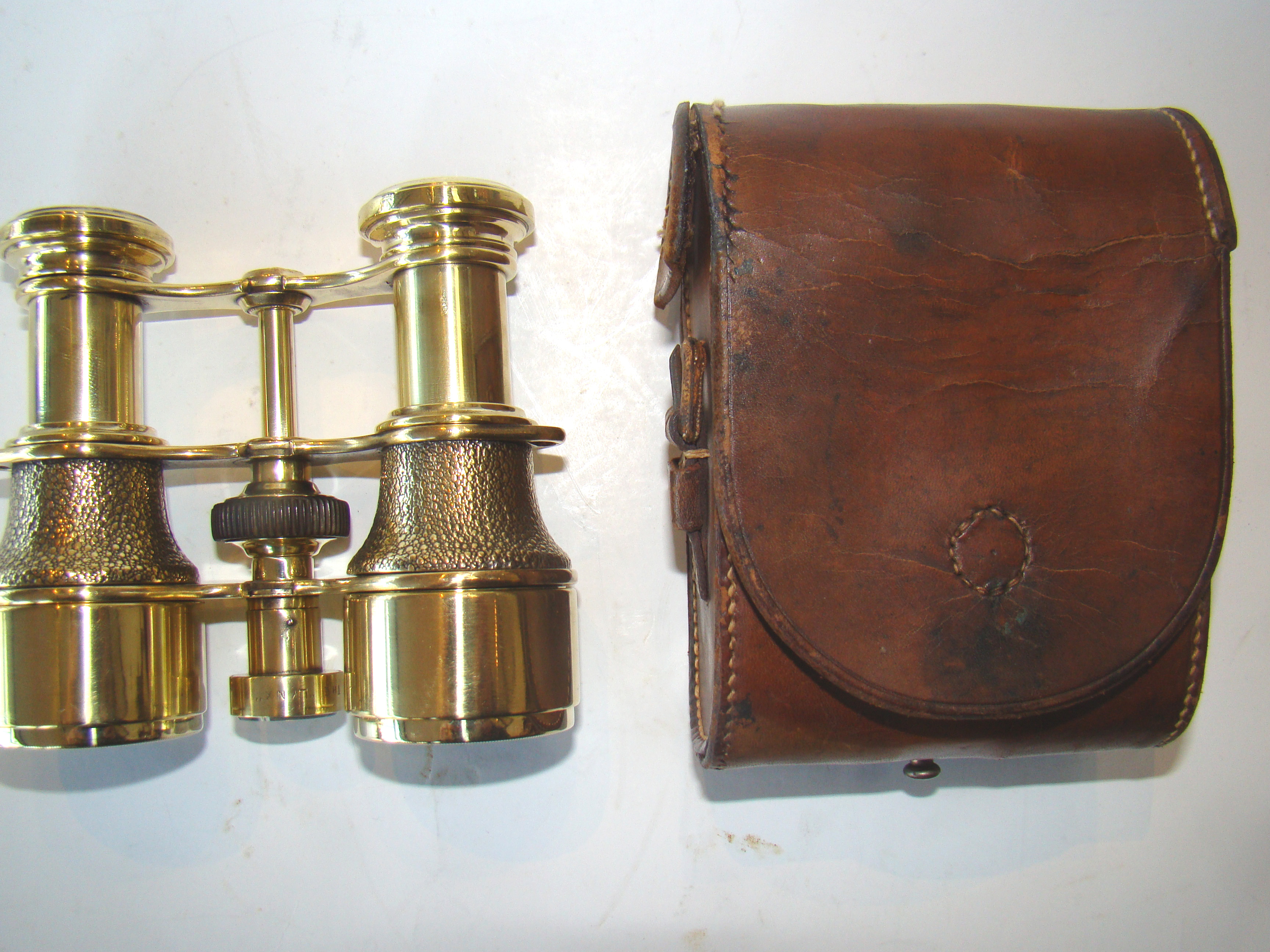 A gorgeous pair of antique English  brass 'field' glasses with built-in compass circa 1870 — image 2