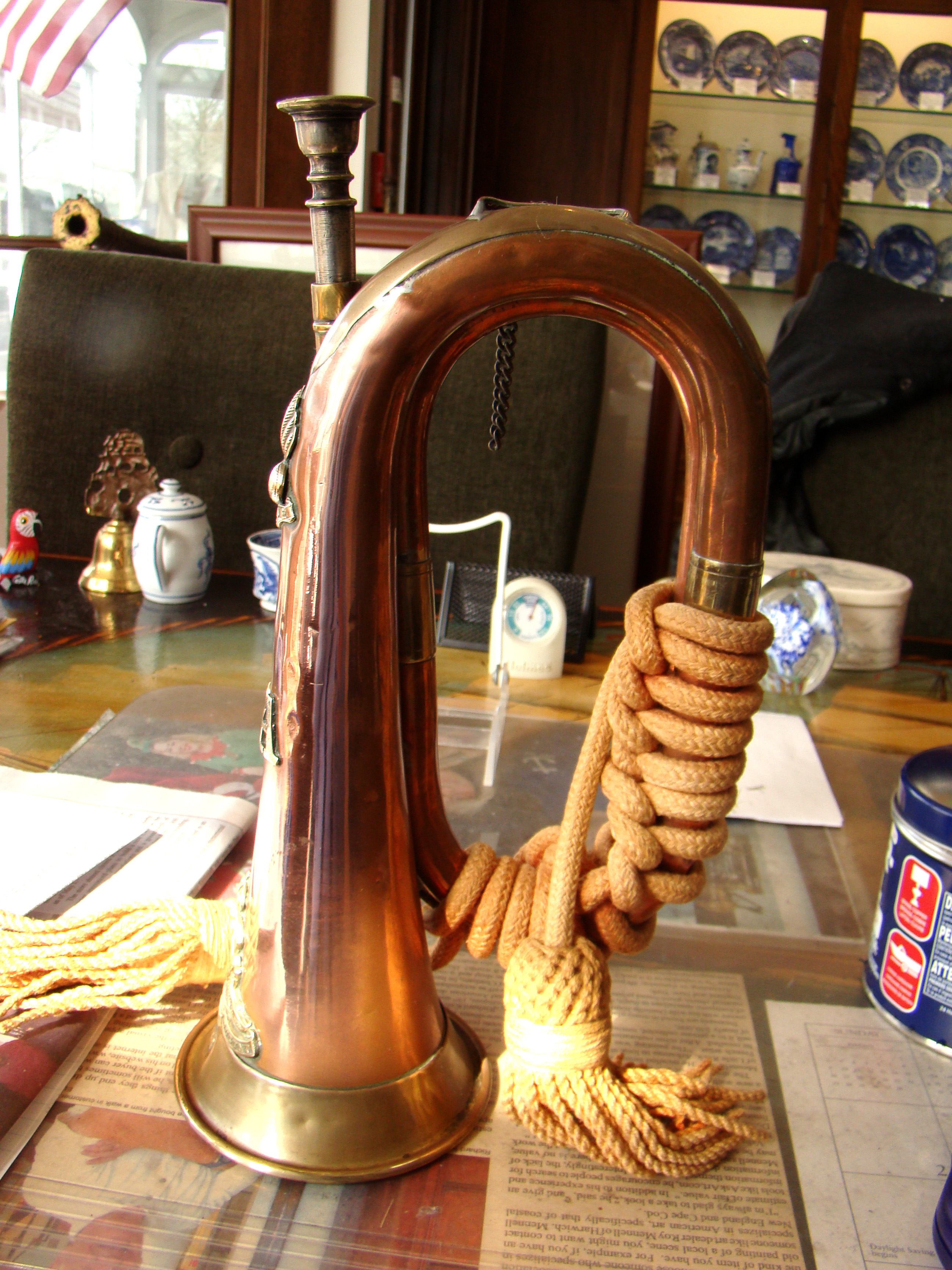 An original British Royal Artillery copper and brass bugle circa 1860-1890