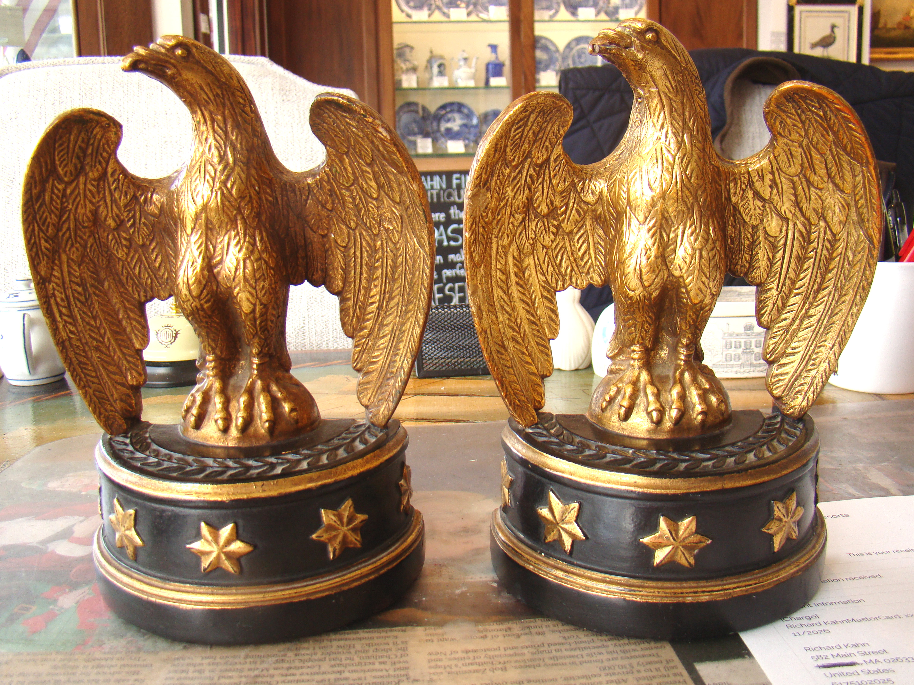 A fine and rare pair of vintage American eagle bookends identical to those of JFK's desk in 1960