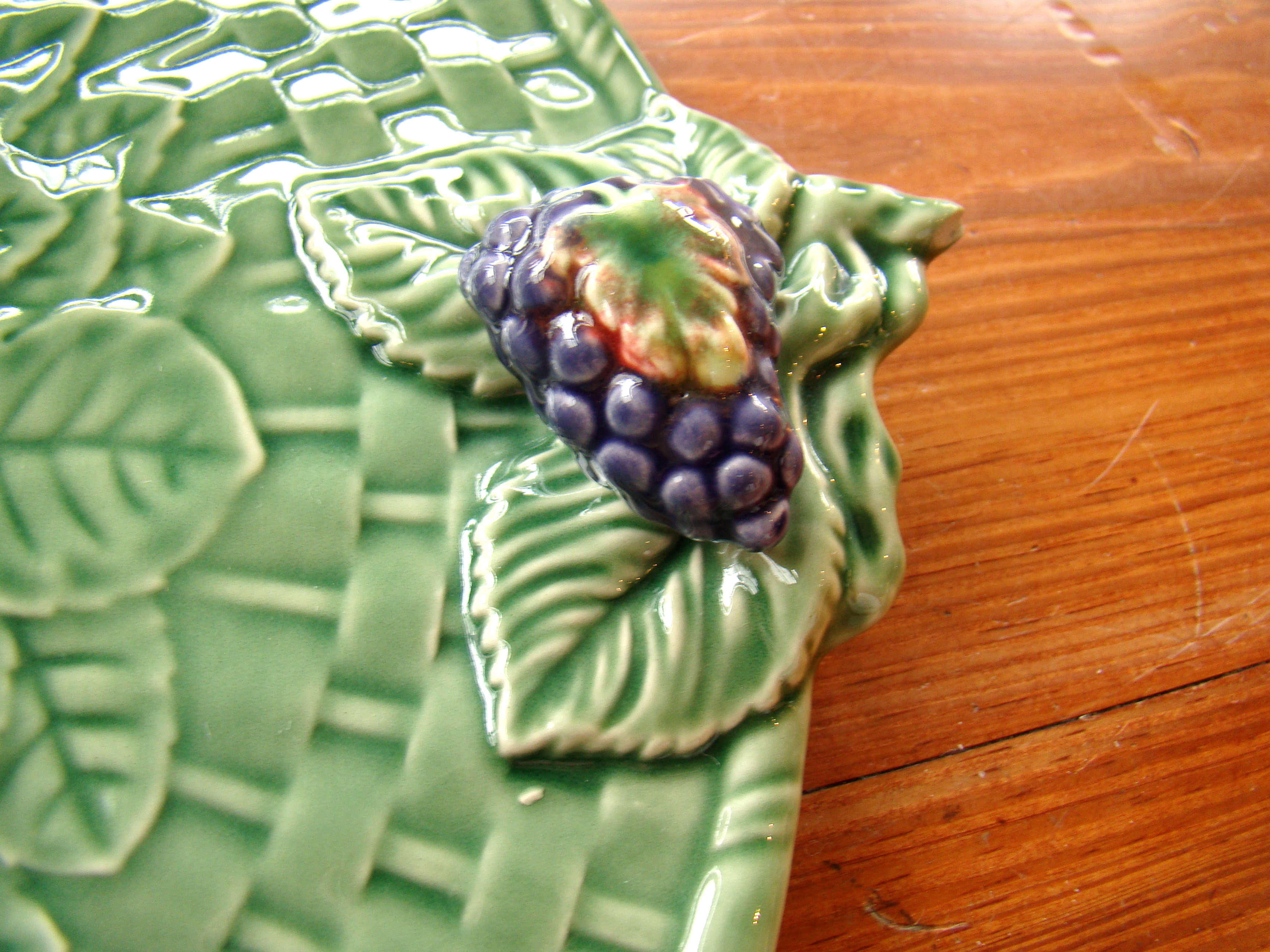 A beautiful vintage floral and grape pattern serving plate made in Portugal — image 2