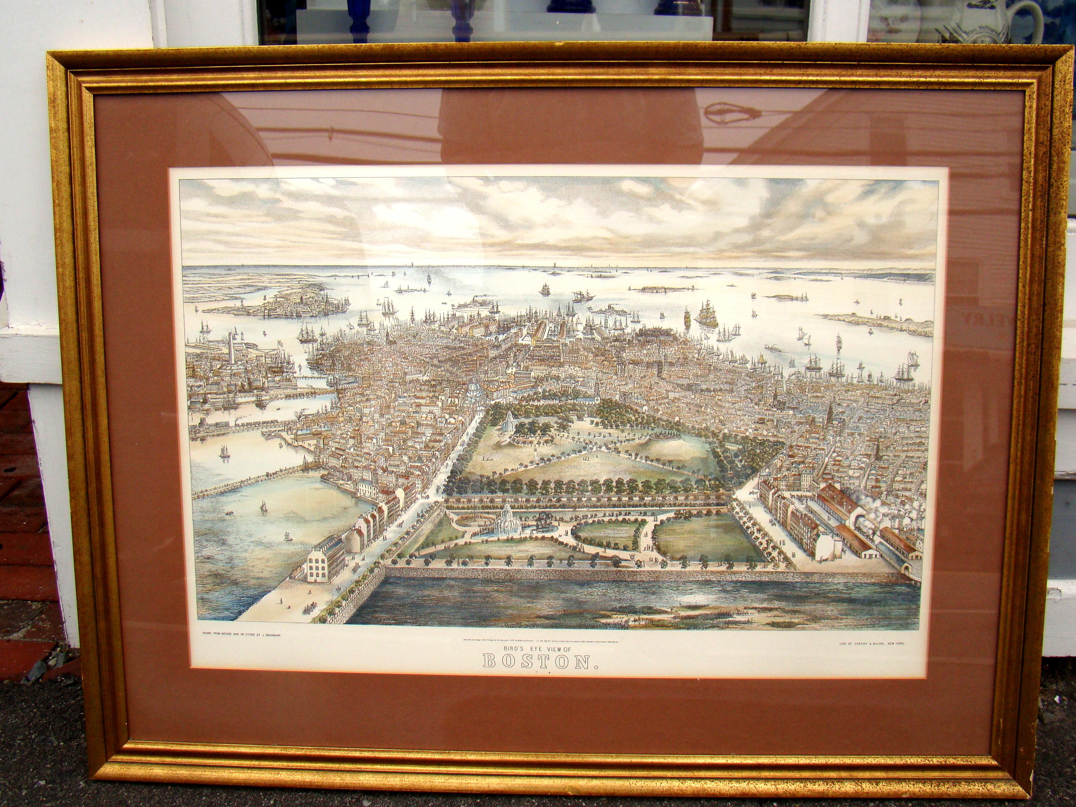 "A Bird's Eye View of Boston" printed in 1850 — image 2